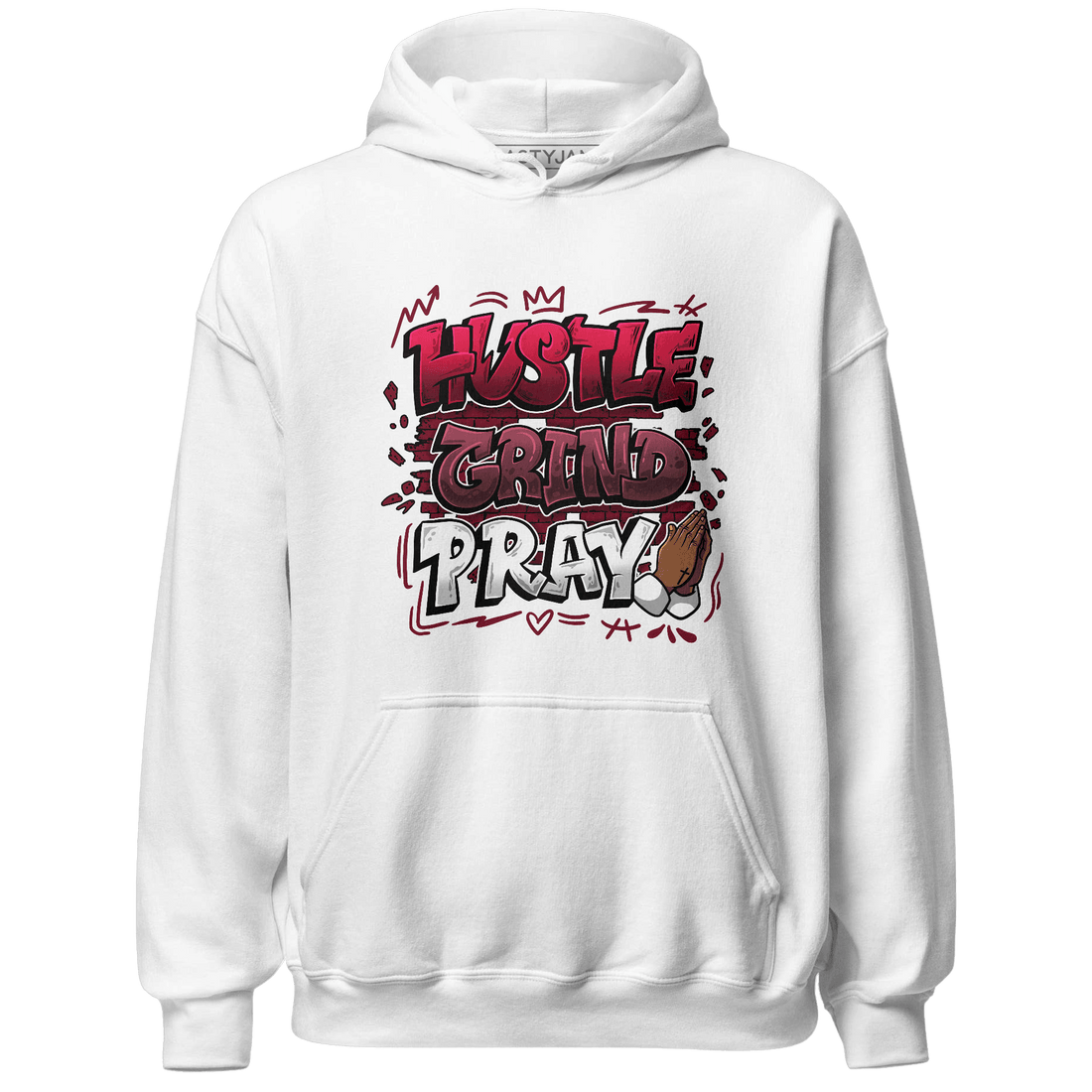 High White Team Red 1s Hoodie Match Hustle Grind Pray - NastyJamz
