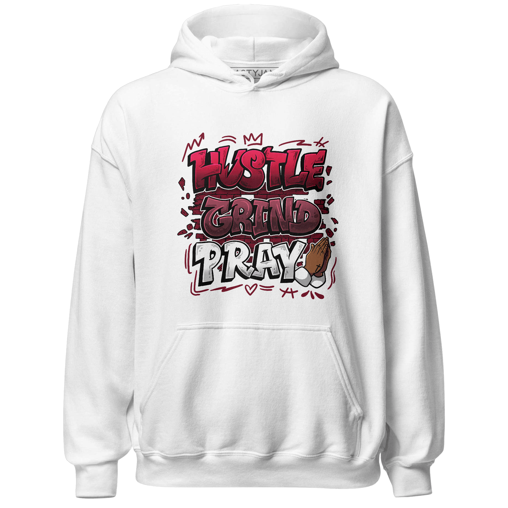 High White Team Red 1s Hoodie Match Hustle Grind Pray - NastyJamz