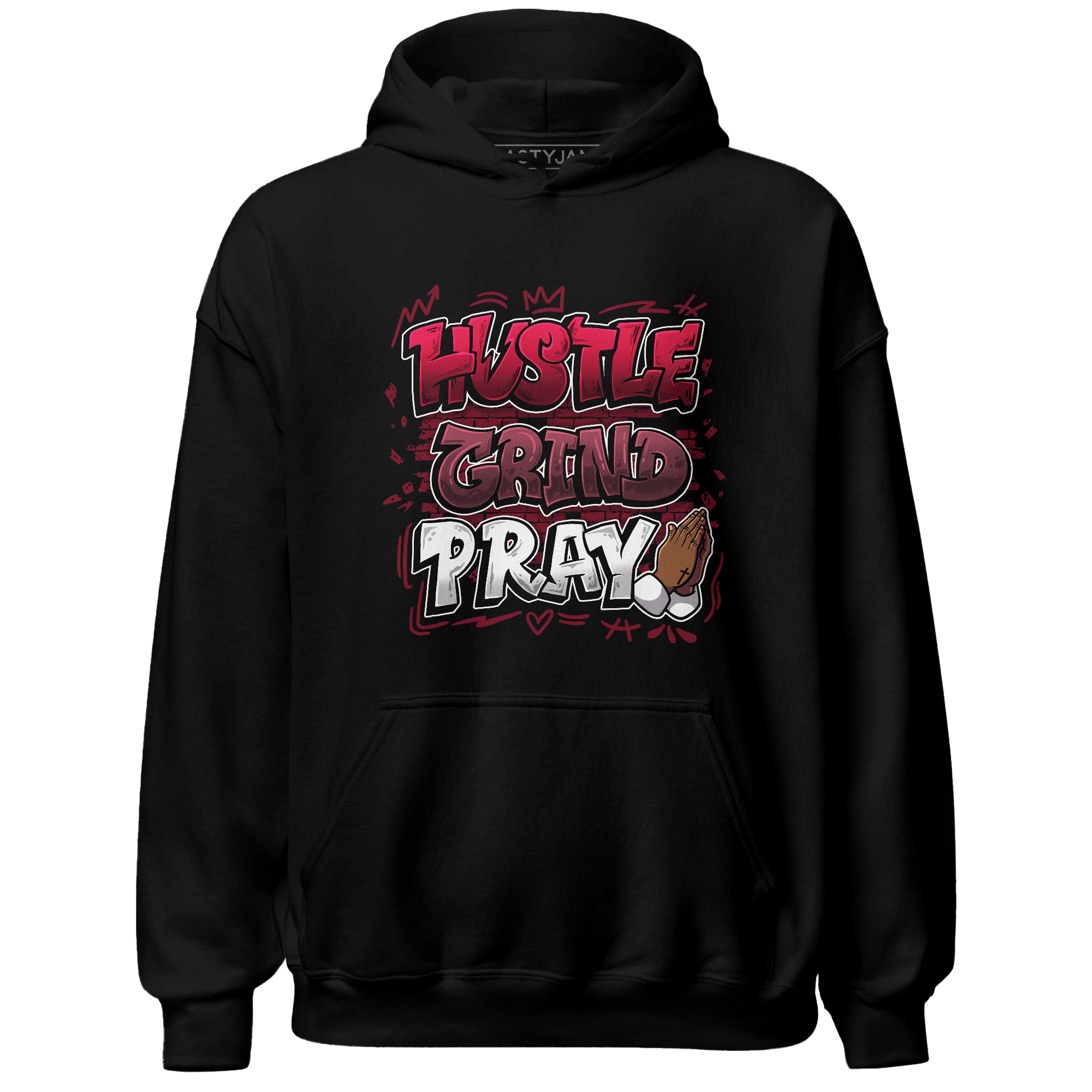 High White Team Red 1s Hoodie Match Hustle Grind Pray - NastyJamz