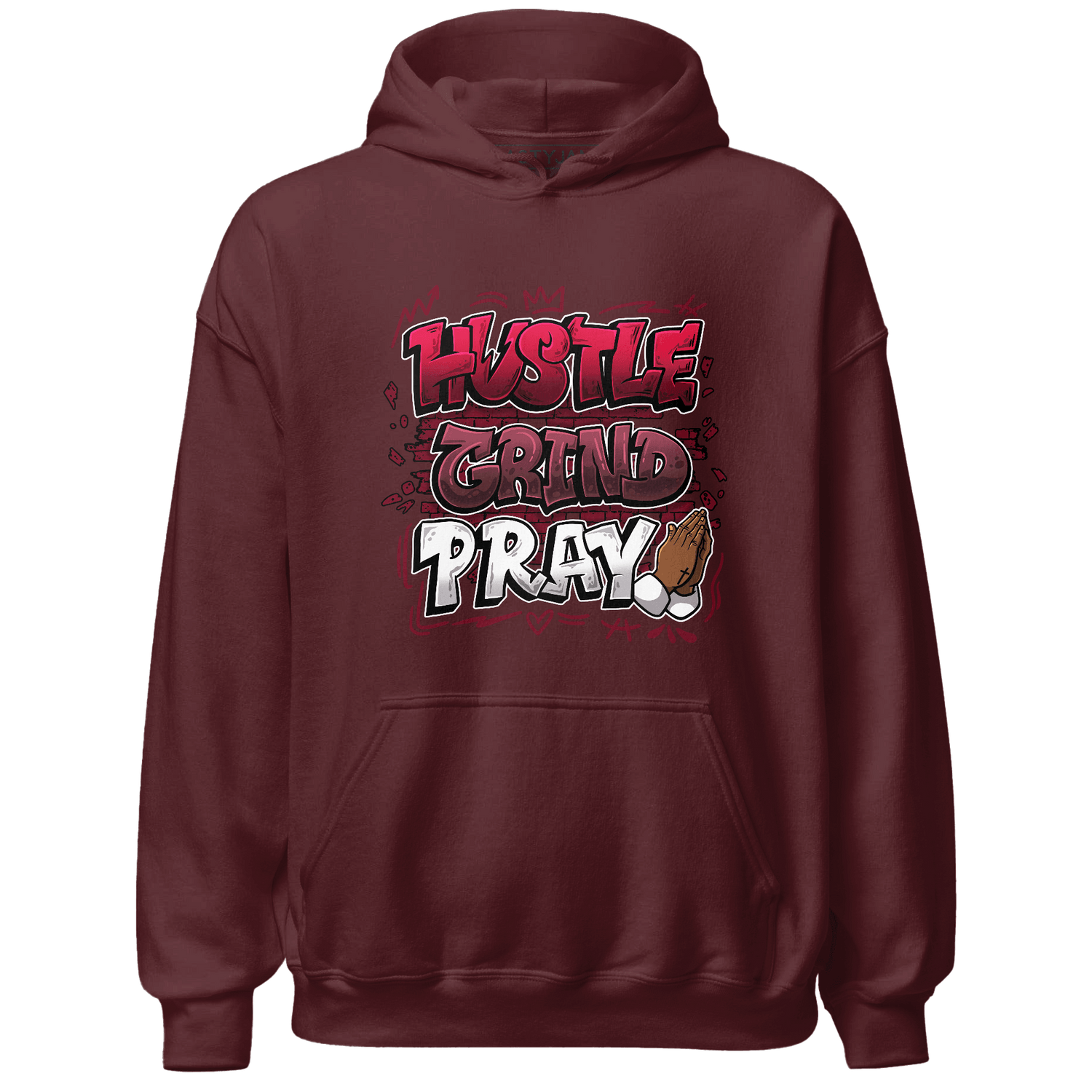 High White Team Red 1s Hoodie Match Hustle Grind Pray - NastyJamz