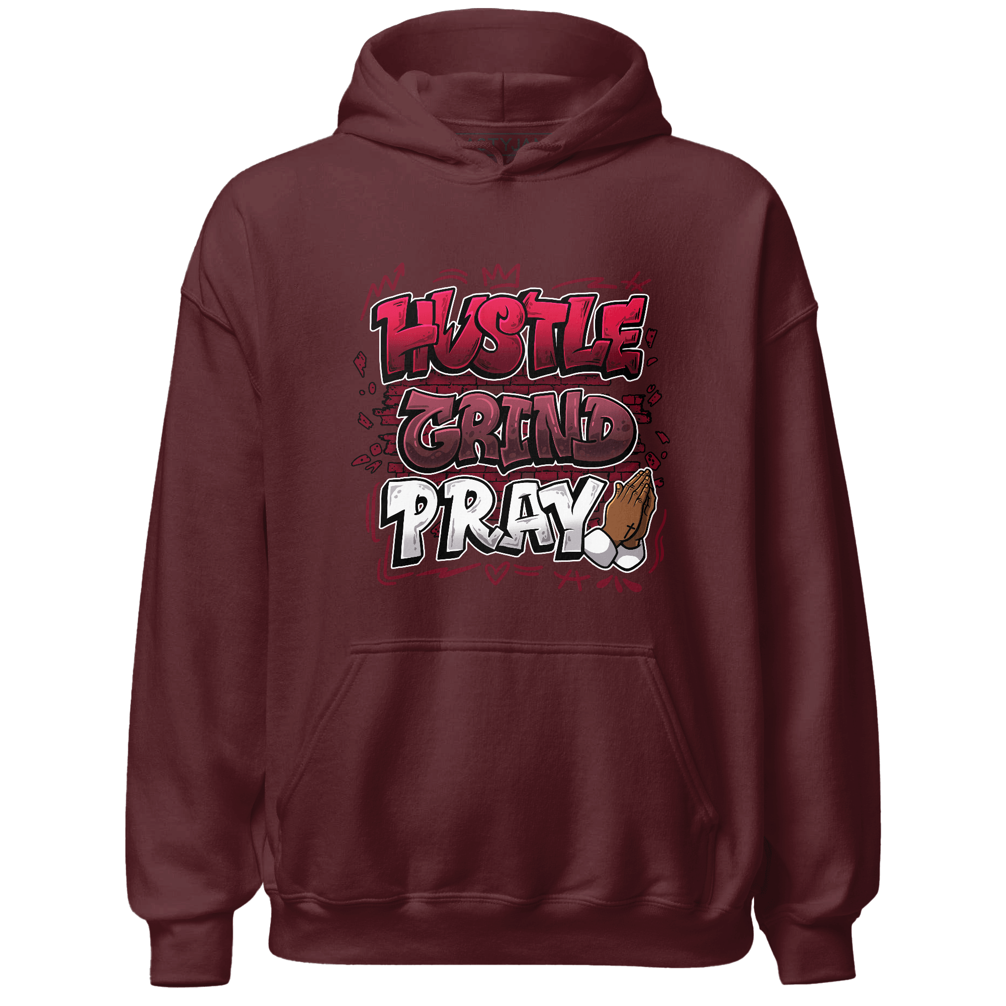 High White Team Red 1s Hoodie Match Hustle Grind Pray - NastyJamz