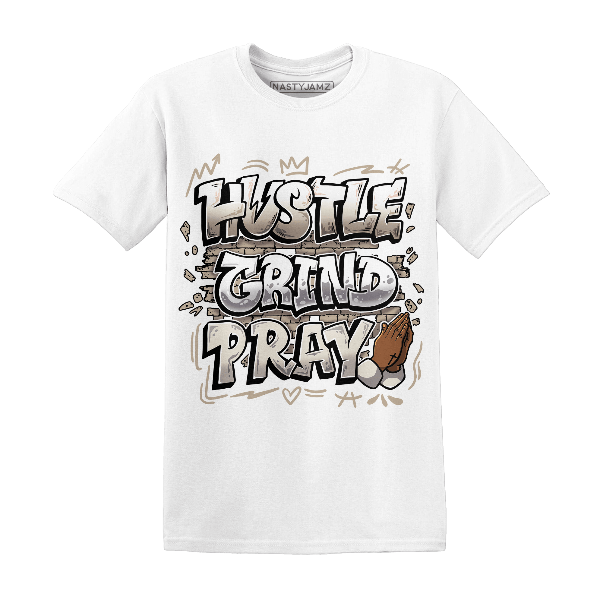 Latte 1s T Shirt Match Hustle Grind Pray - NastyJamz