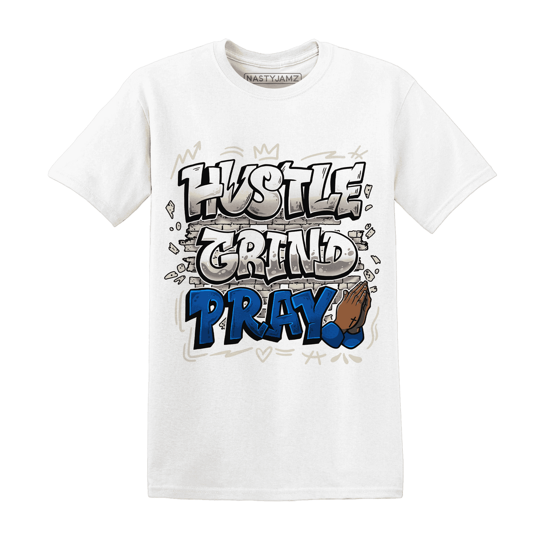 Quaiii 54 3s T Shirt Match Hustle Grind Pray - NastyJamz