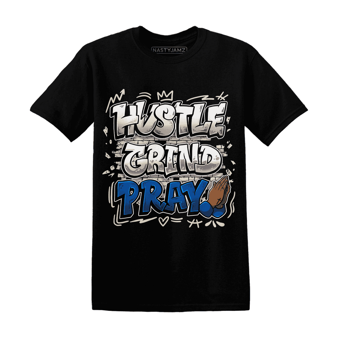 Quaiii 54 3s T Shirt Match Hustle Grind Pray - NastyJamz