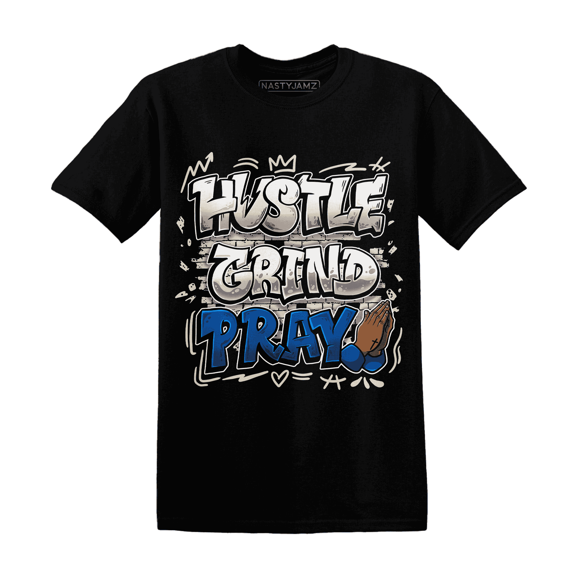 Quaiii 54 3s T Shirt Match Hustle Grind Pray - NastyJamz