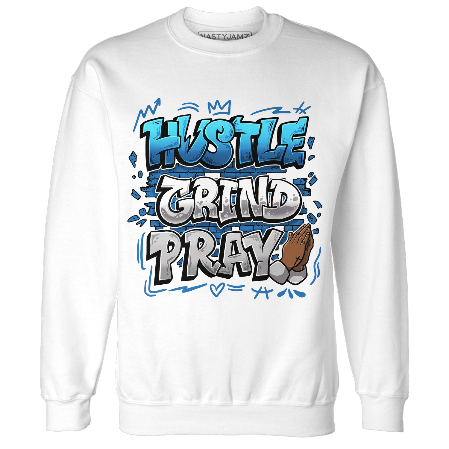 Industrial Blue 4s Sweatshirt Match Hustle Grind Pray - NastyJamz