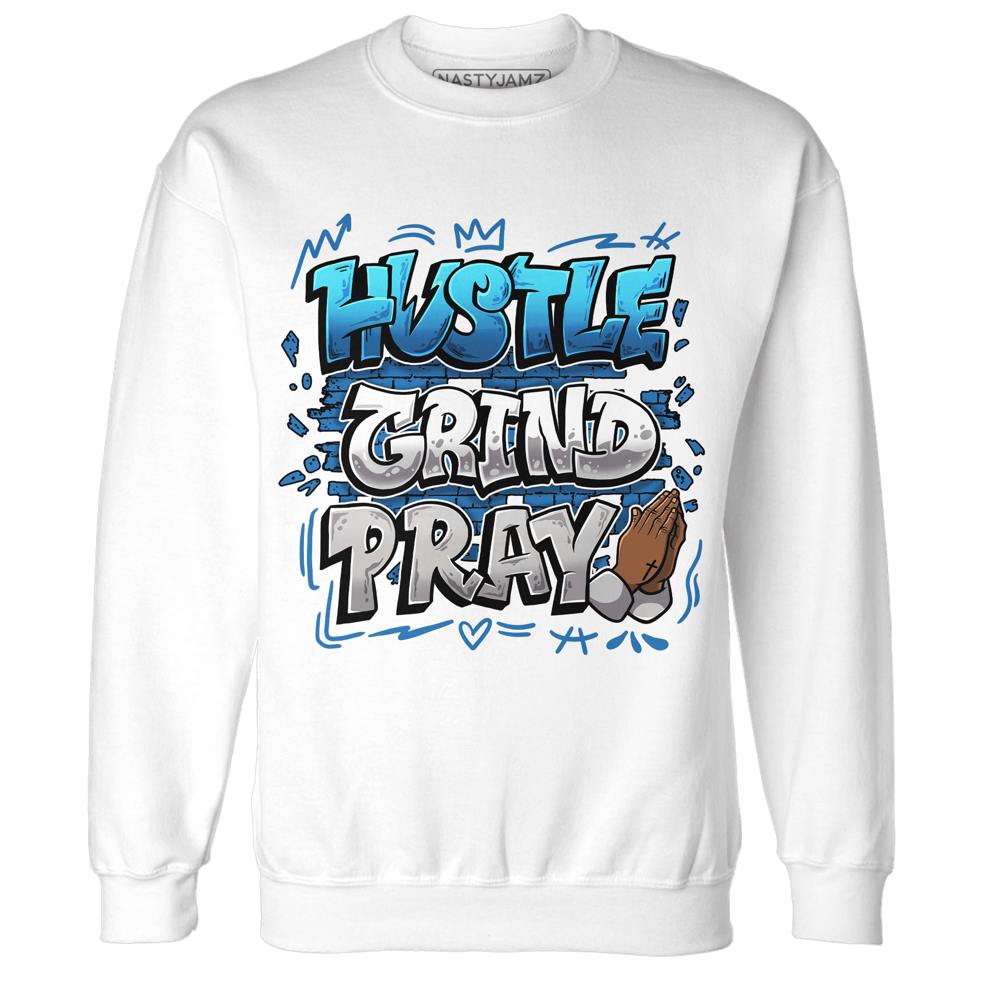 Industrial Blue 4s Sweatshirt Match Hustle Grind Pray - NastyJamz