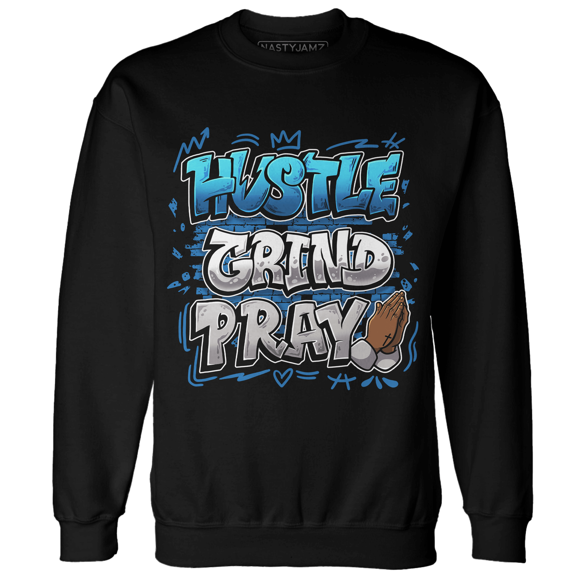 Industrial Blue 4s Sweatshirt Match Hustle Grind Pray - NastyJamz