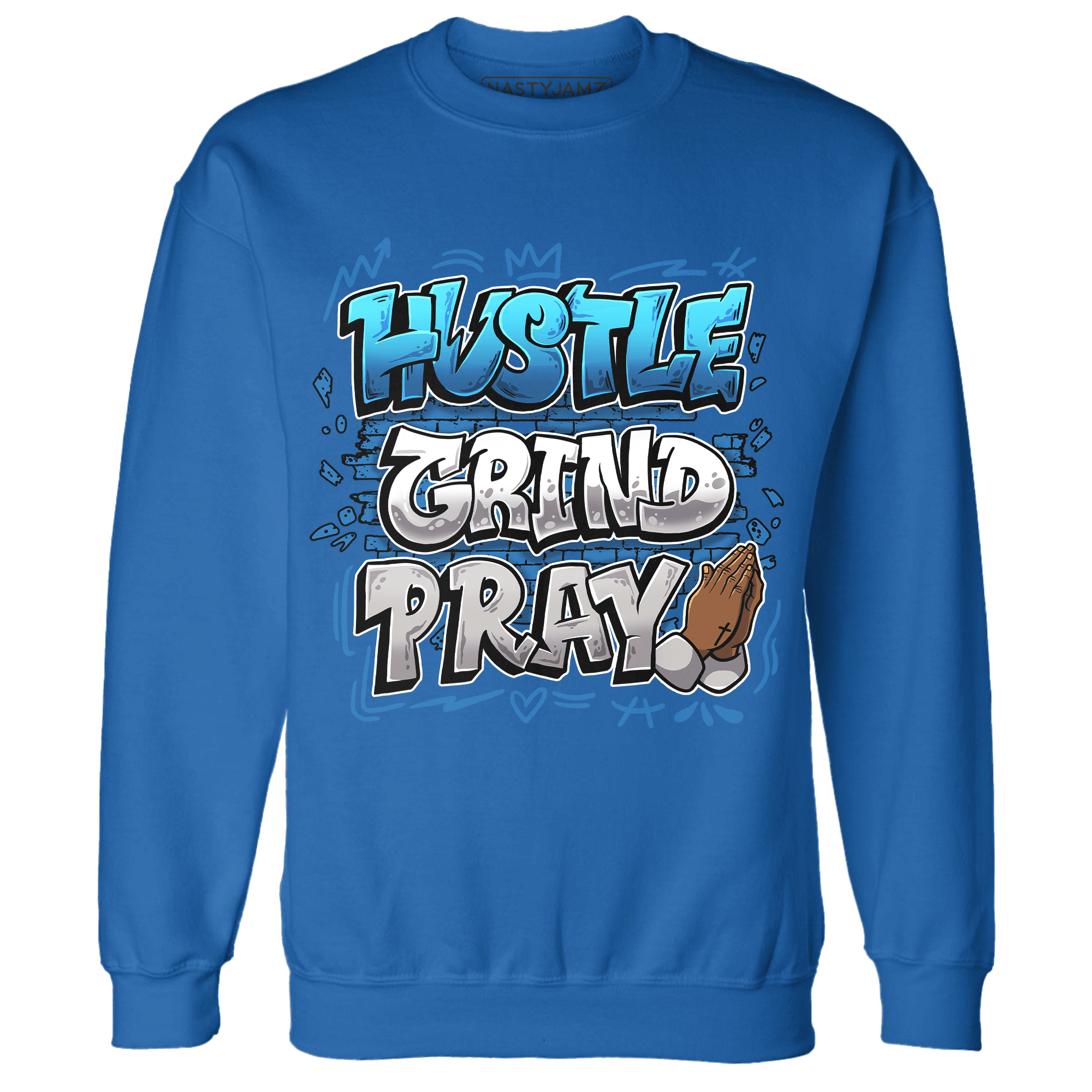 Industrial Blue 4s Sweatshirt Match Hustle Grind Pray - NastyJamz