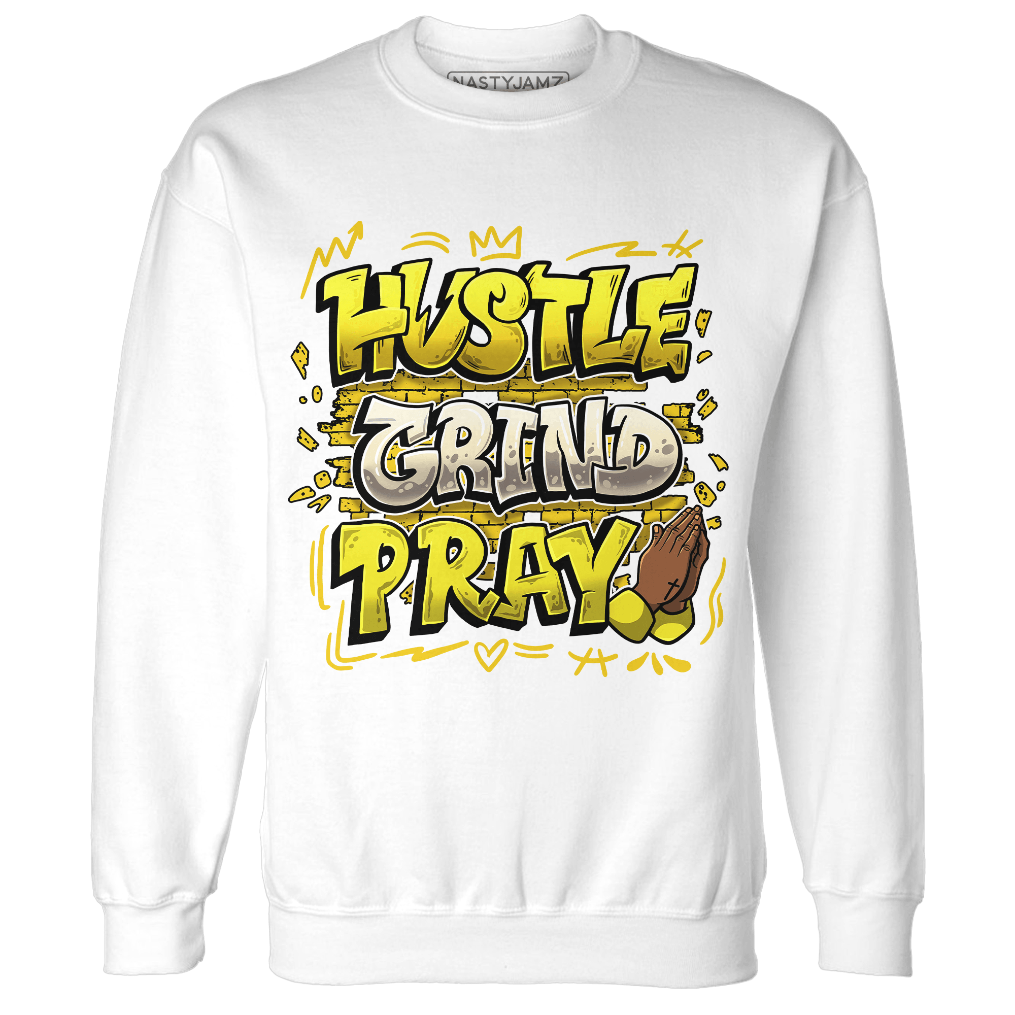 Vivid Sulfur 4s Sweatshirt Match Hustle Grind Pray - NastyJamz