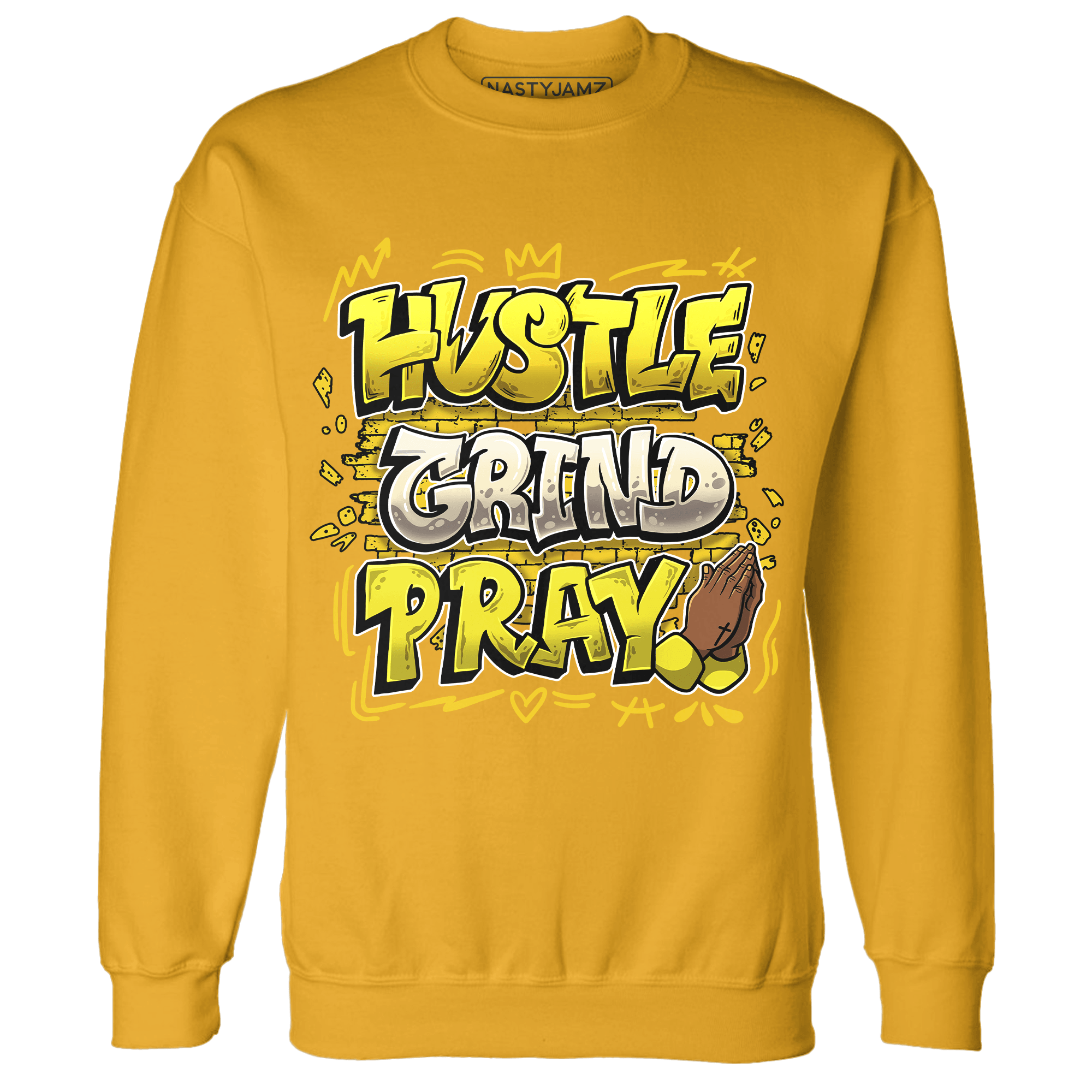 Vivid Sulfur 4s Sweatshirt Match Hustle Grind Pray - NastyJamz