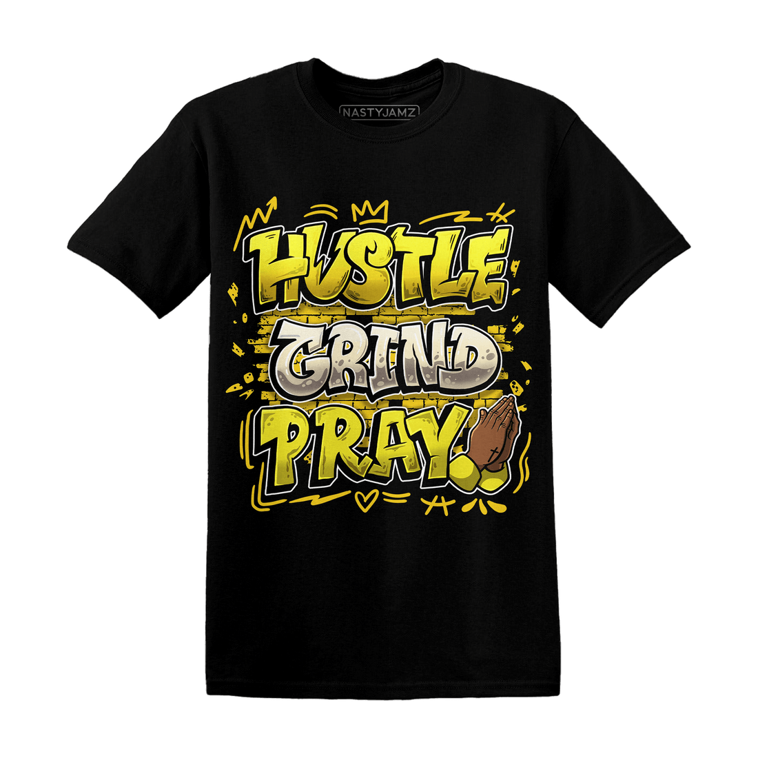 Vivid Sulfur 4s T Shirt Match Hustle Grind Pray - NastyJamz