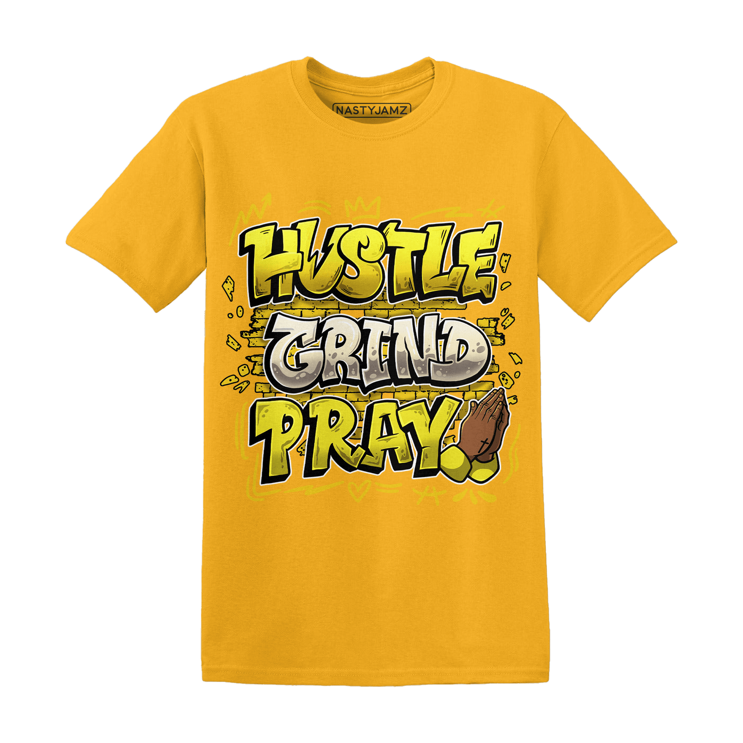 Vivid Sulfur 4s T Shirt Match Hustle Grind Pray - NastyJamz