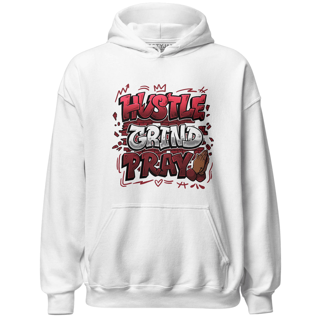 Cherry 12s Hoodie Match Hustle Grind Pray - NastyJamz