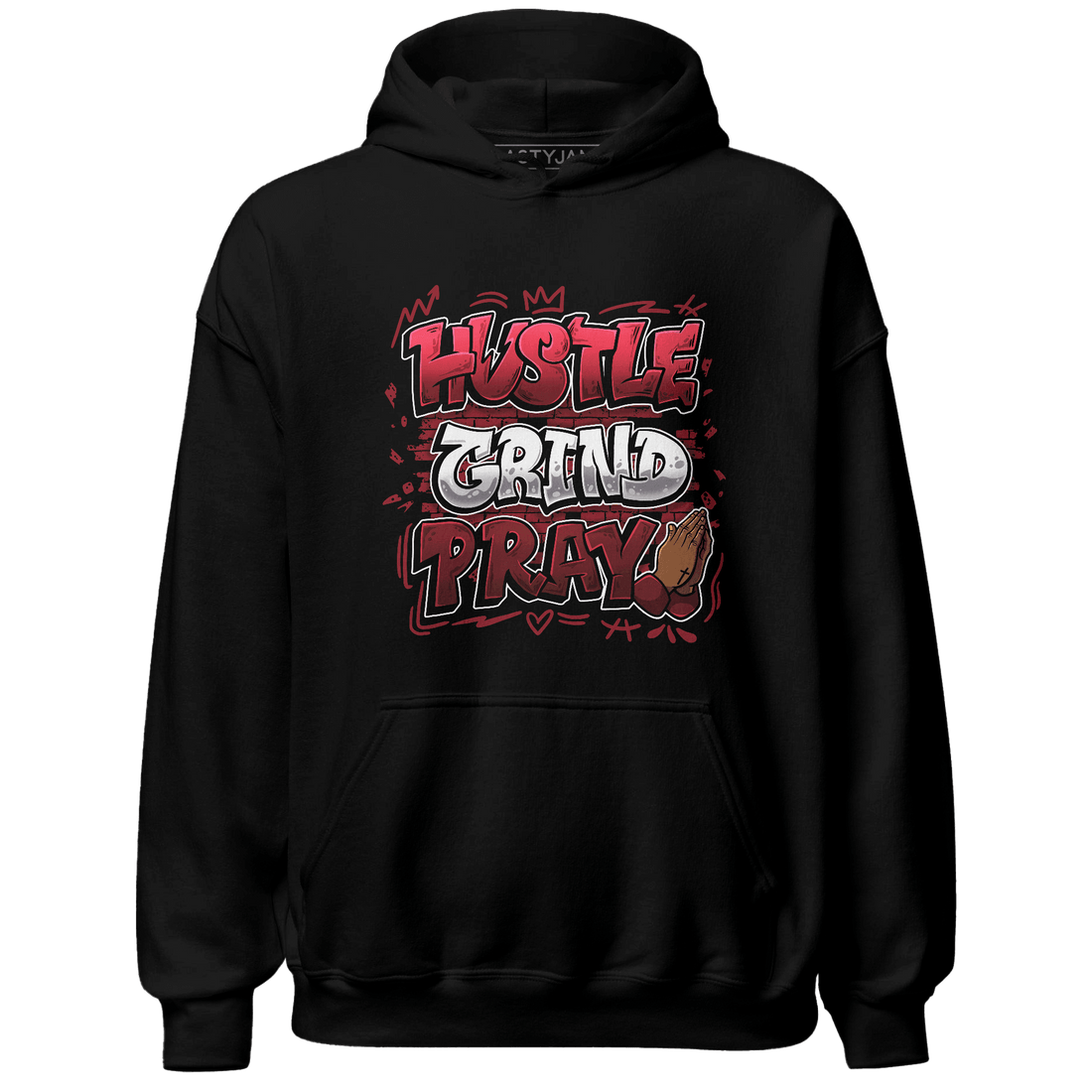 Cherry 12s Hoodie Match Hustle Grind Pray - NastyJamz