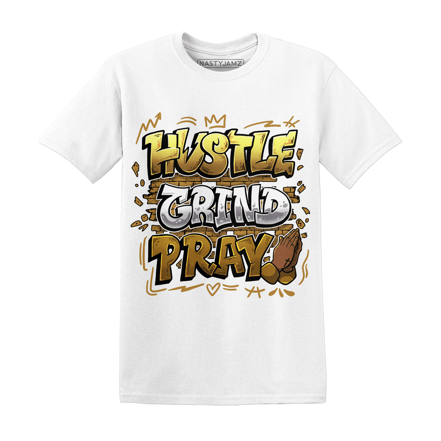 Wheat 13s T Shirt Match Hustle Grind Pray - NastyJamz