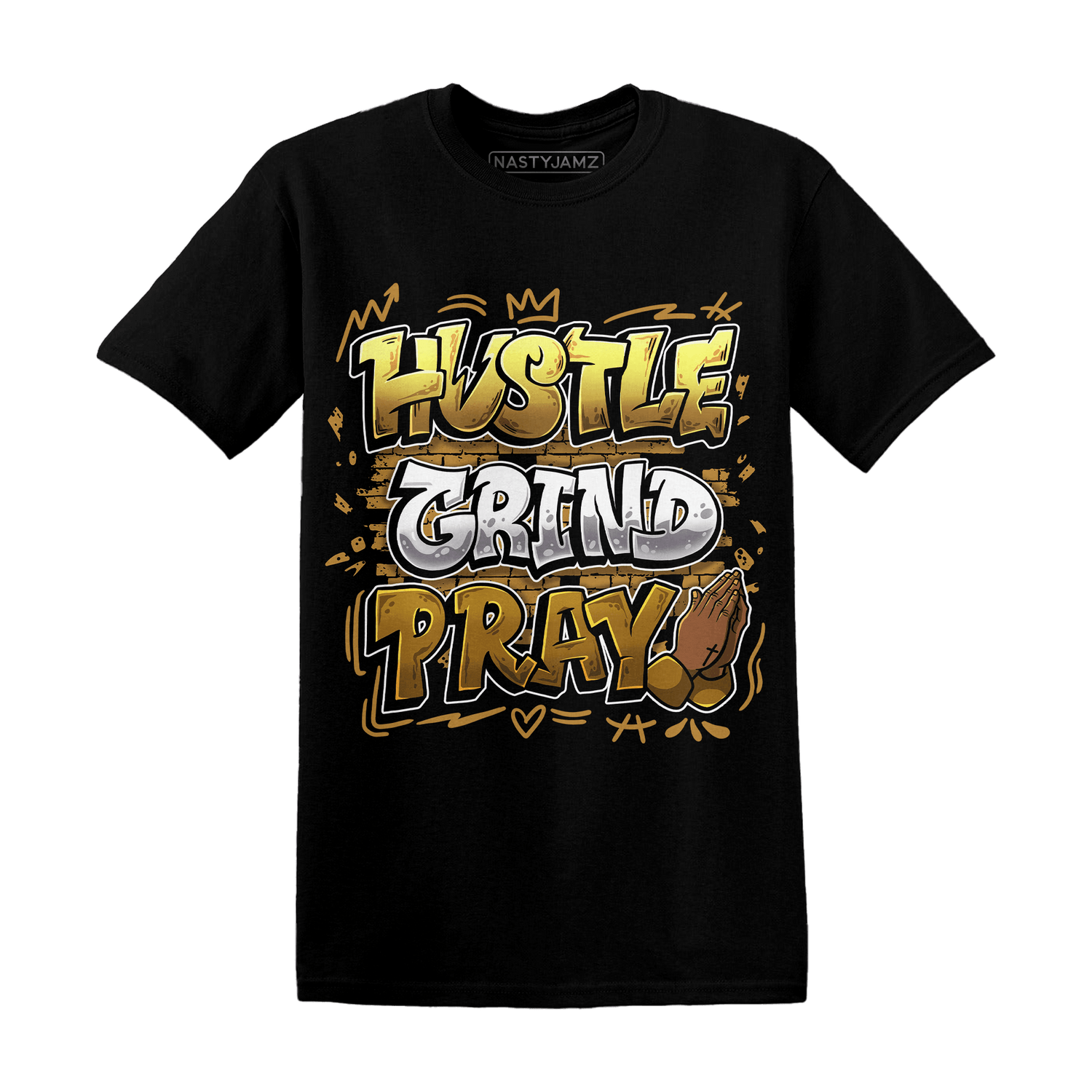 Wheat 13s T Shirt Match Hustle Grind Pray - NastyJamz