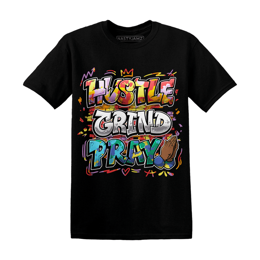 Mid GS Six Championships 1s T Shirt Match Hustle Grind Pray - NastyJamz