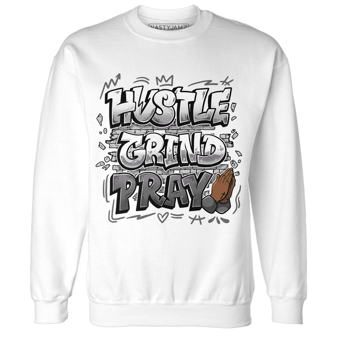 Retro High OG Black White 1s Sweatshirt Match Hustle Grind Pray - NastyJamz