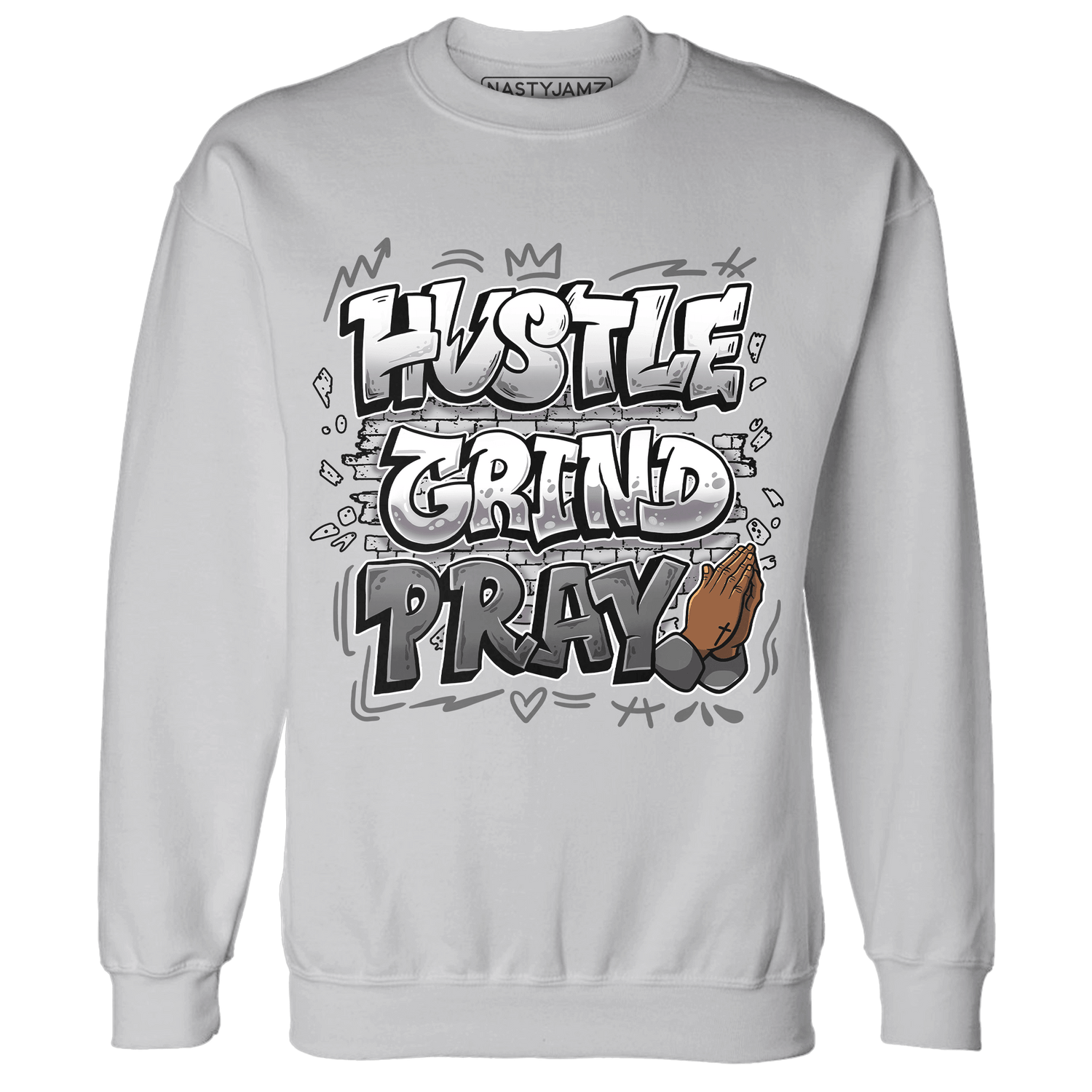 Retro High OG Black White 1s Sweatshirt Match Hustle Grind Pray - NastyJamz