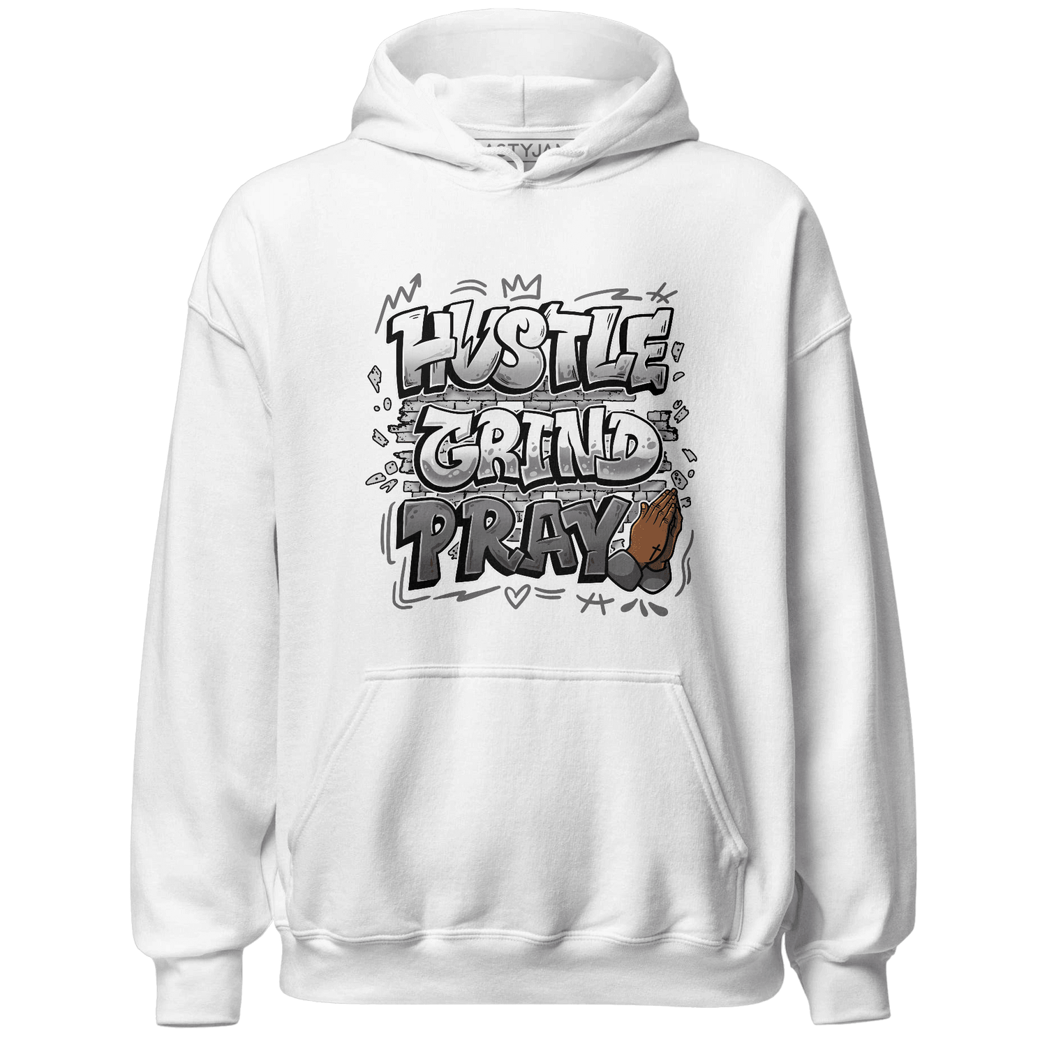 Retro High OG Black White 1s Hoodie Match Hustle Grind Pray - NastyJamz