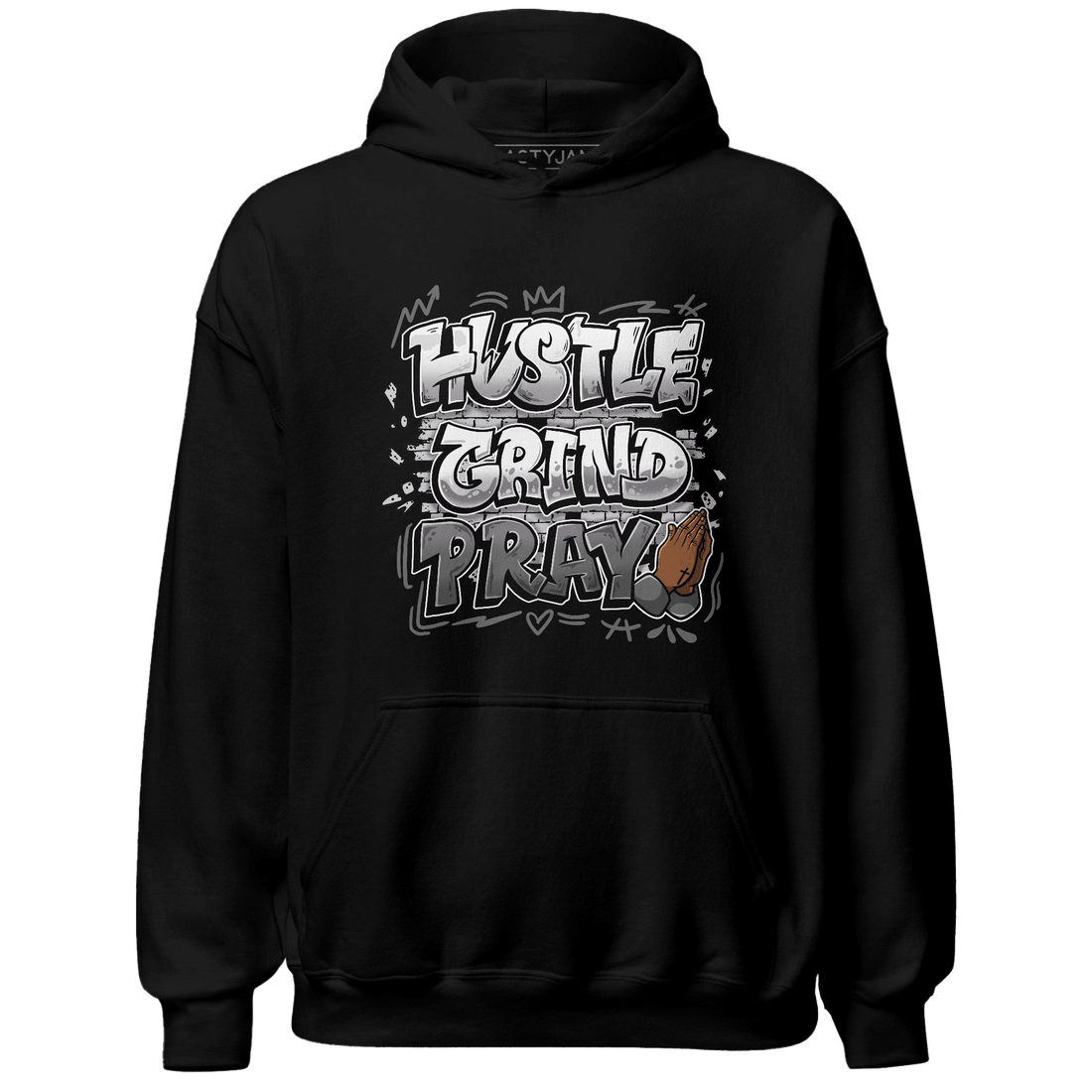 Retro High OG Black White 1s Hoodie Match Hustle Grind Pray - NastyJamz
