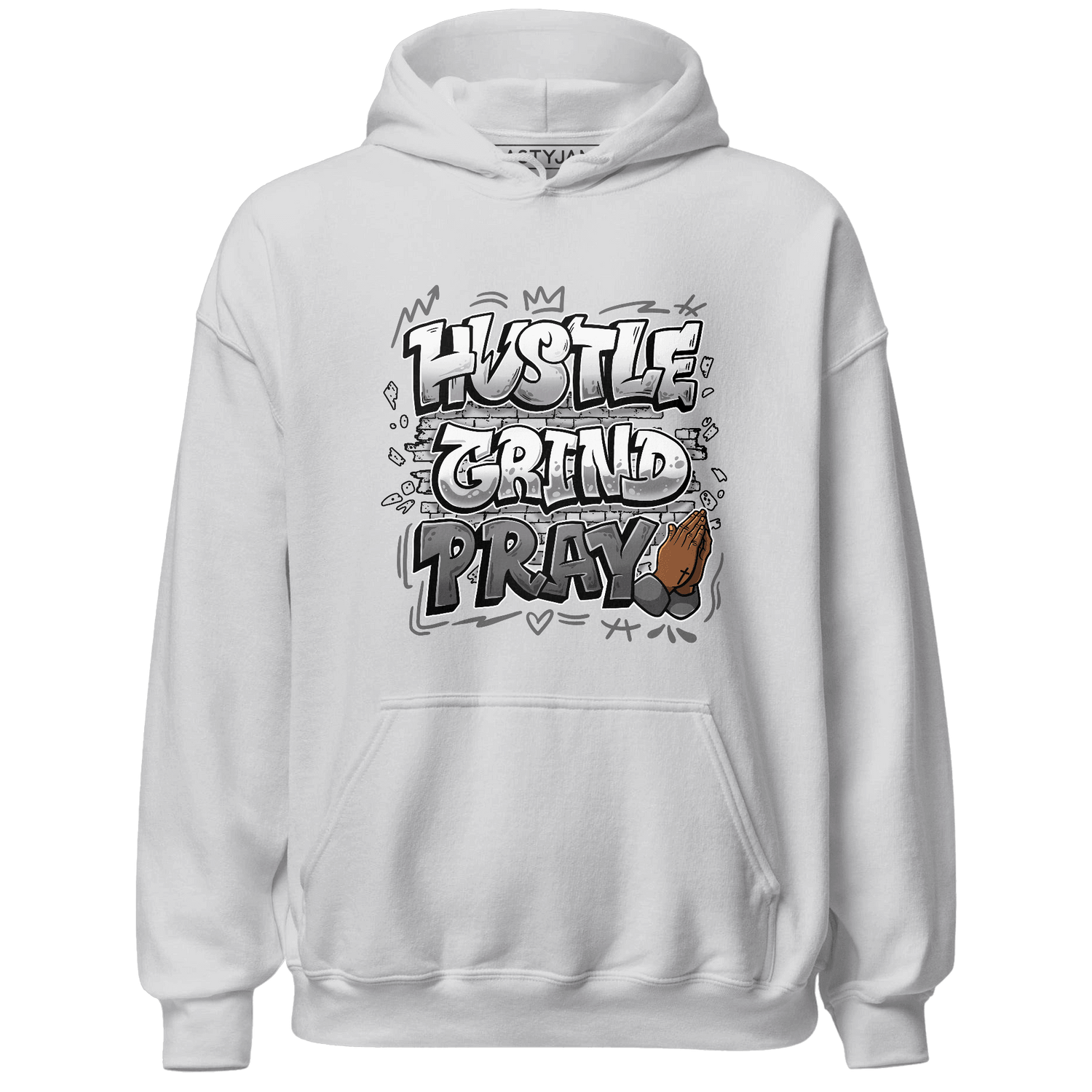 Retro High OG Black White 1s Hoodie Match Hustle Grind Pray - NastyJamz