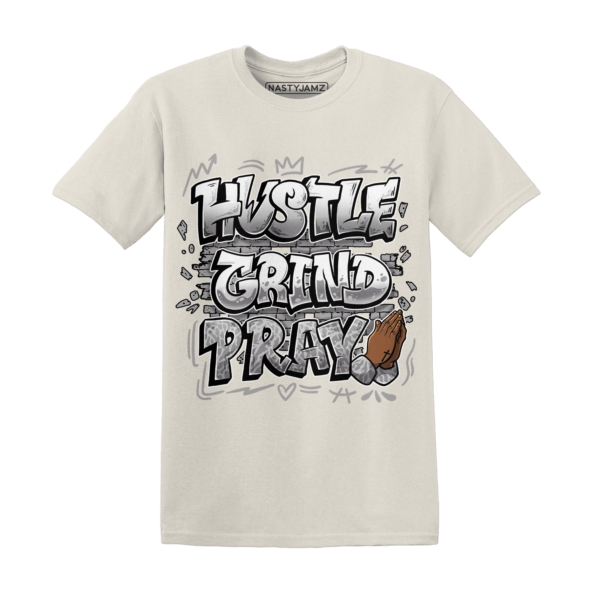 Craft Ivory 3s T Shirt Match Hustle Grind Pray - NastyJamz