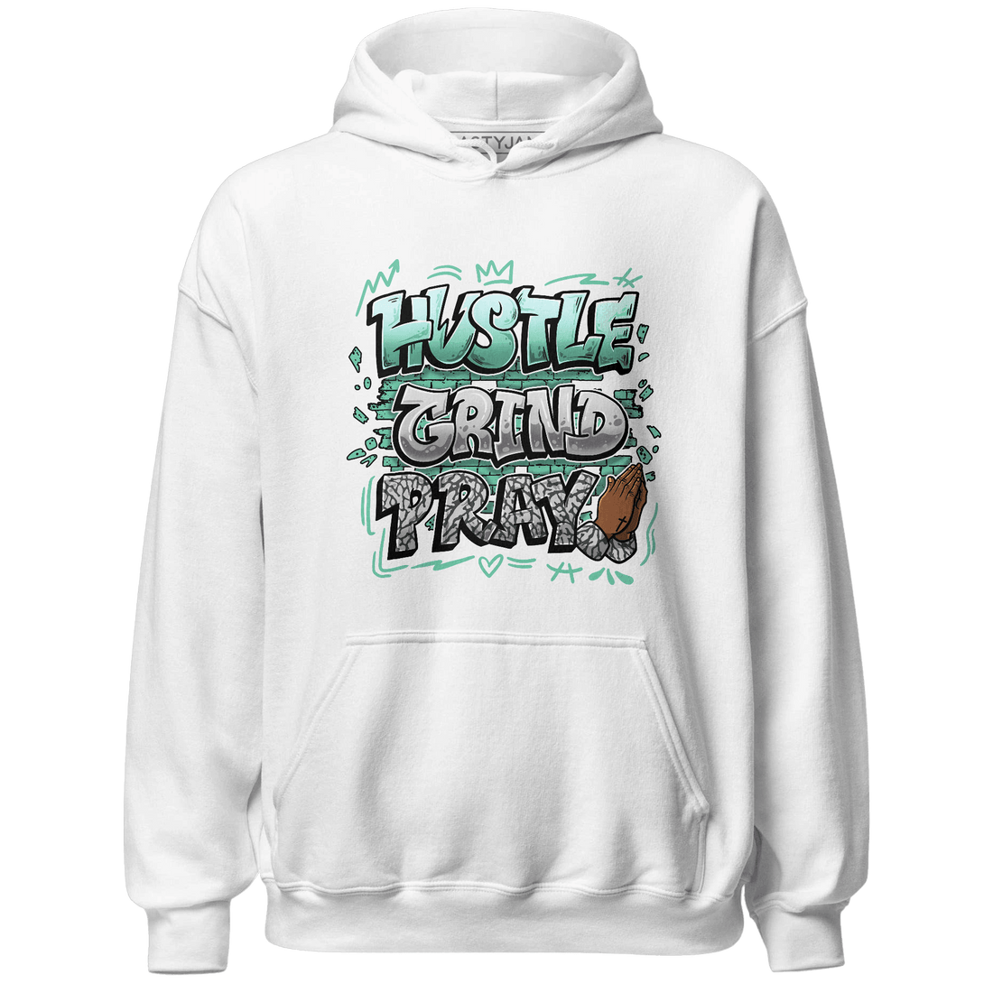 Green Glow 3s Hoodie Match Hustle Grind Pray - NastyJamz