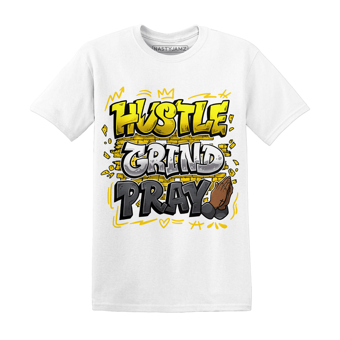 Thunder 4s T Shirt Match Hustle Grind Pray - NastyJamz
