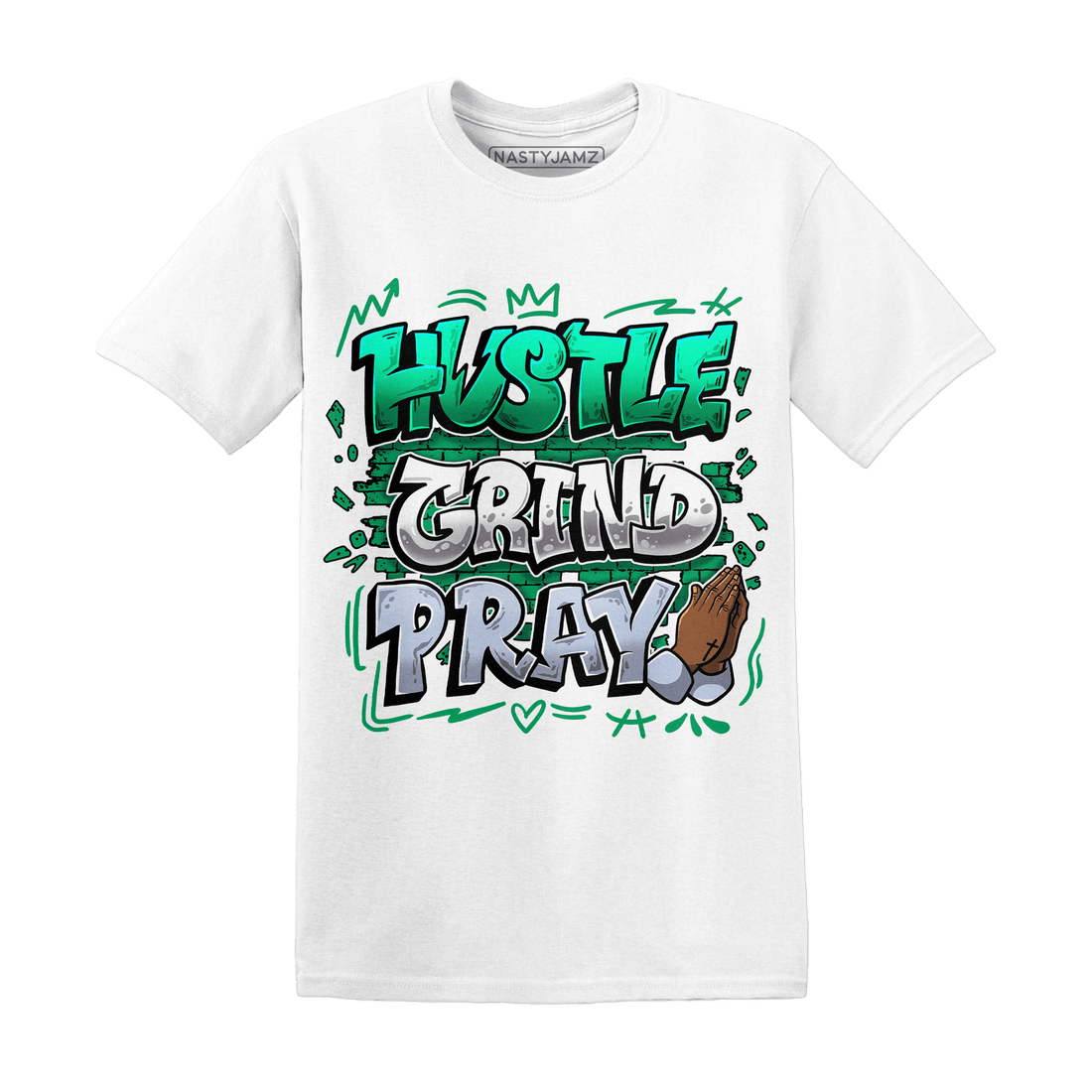 Lucky Green 5s T Shirt Match Hustle Grind Pray - NastyJamz