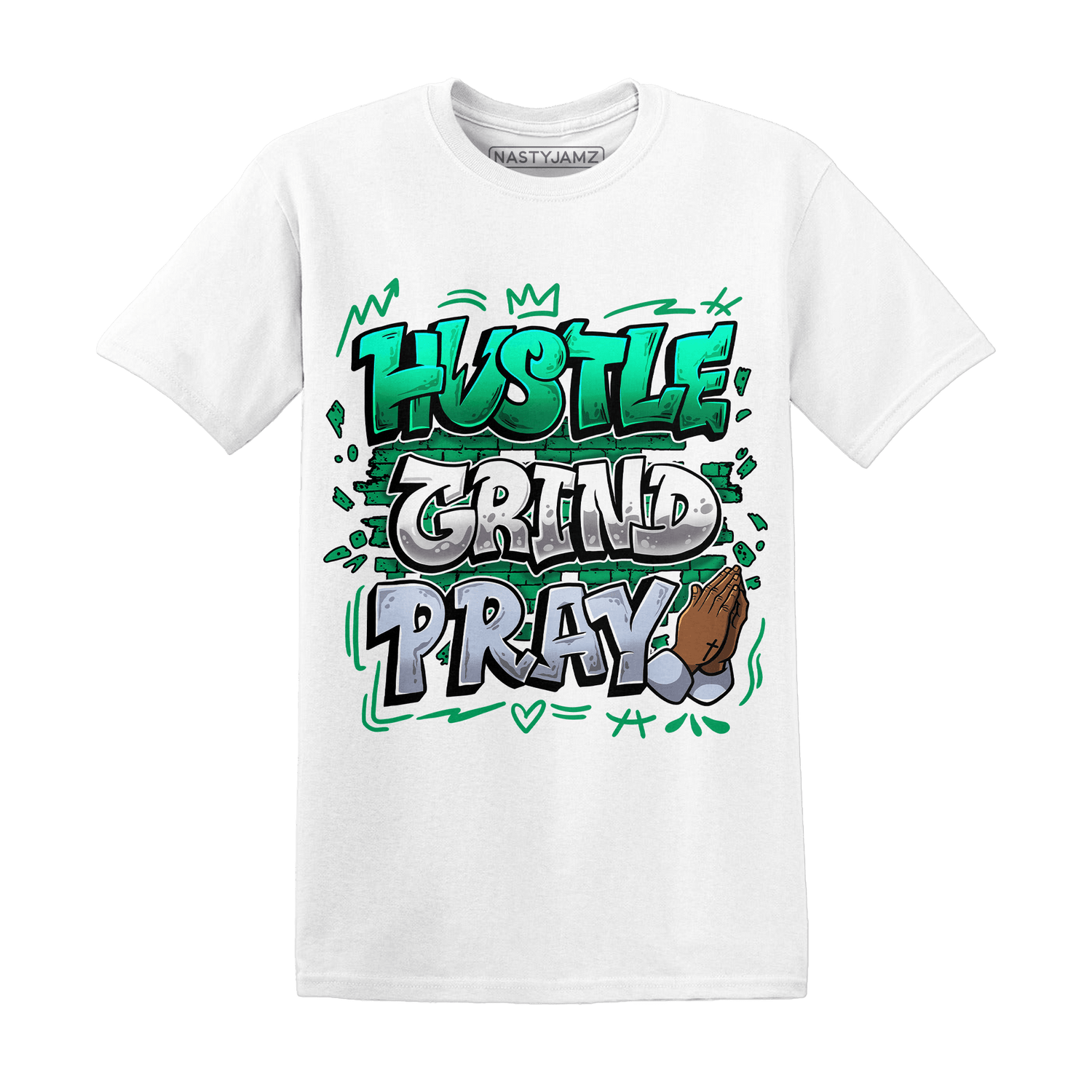 Lucky Green 5s T Shirt Match Hustle Grind Pray - NastyJamz