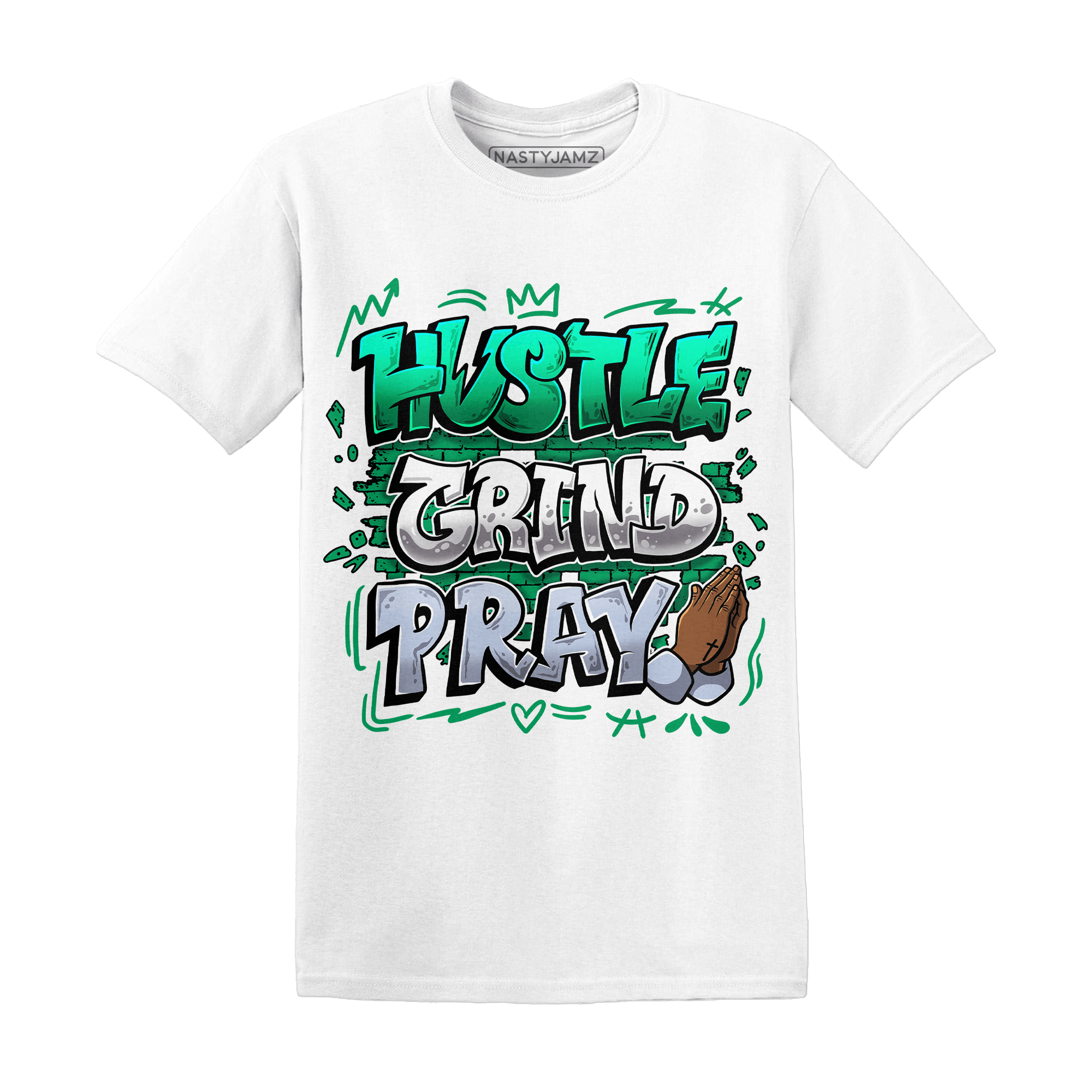 Lucky Green 5s T Shirt Match Hustle Grind Pray - NastyJamz