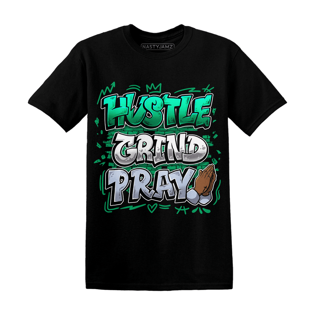 Lucky Green 5s T Shirt Match Hustle Grind Pray - NastyJamz