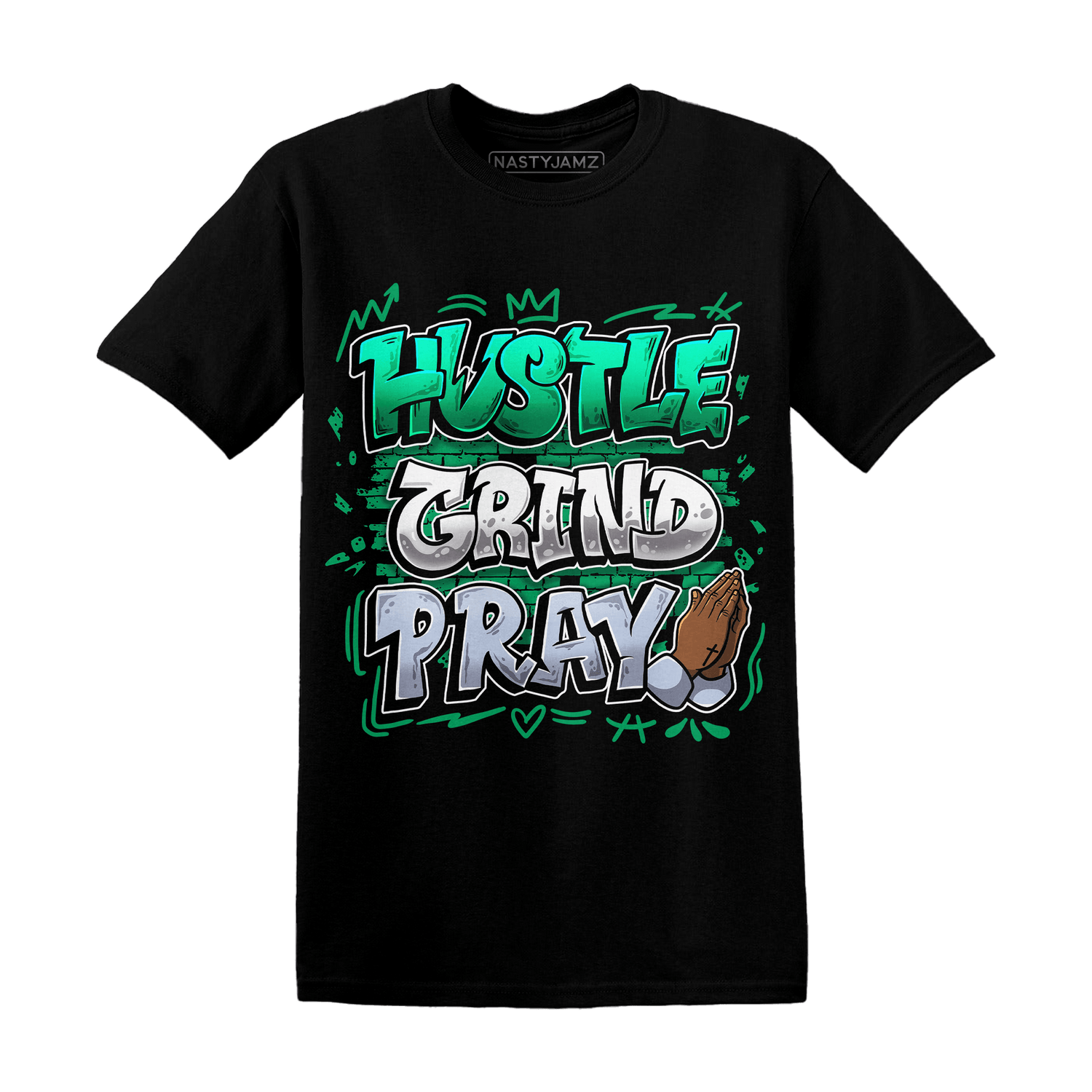 Lucky Green 5s T Shirt Match Hustle Grind Pray - NastyJamz