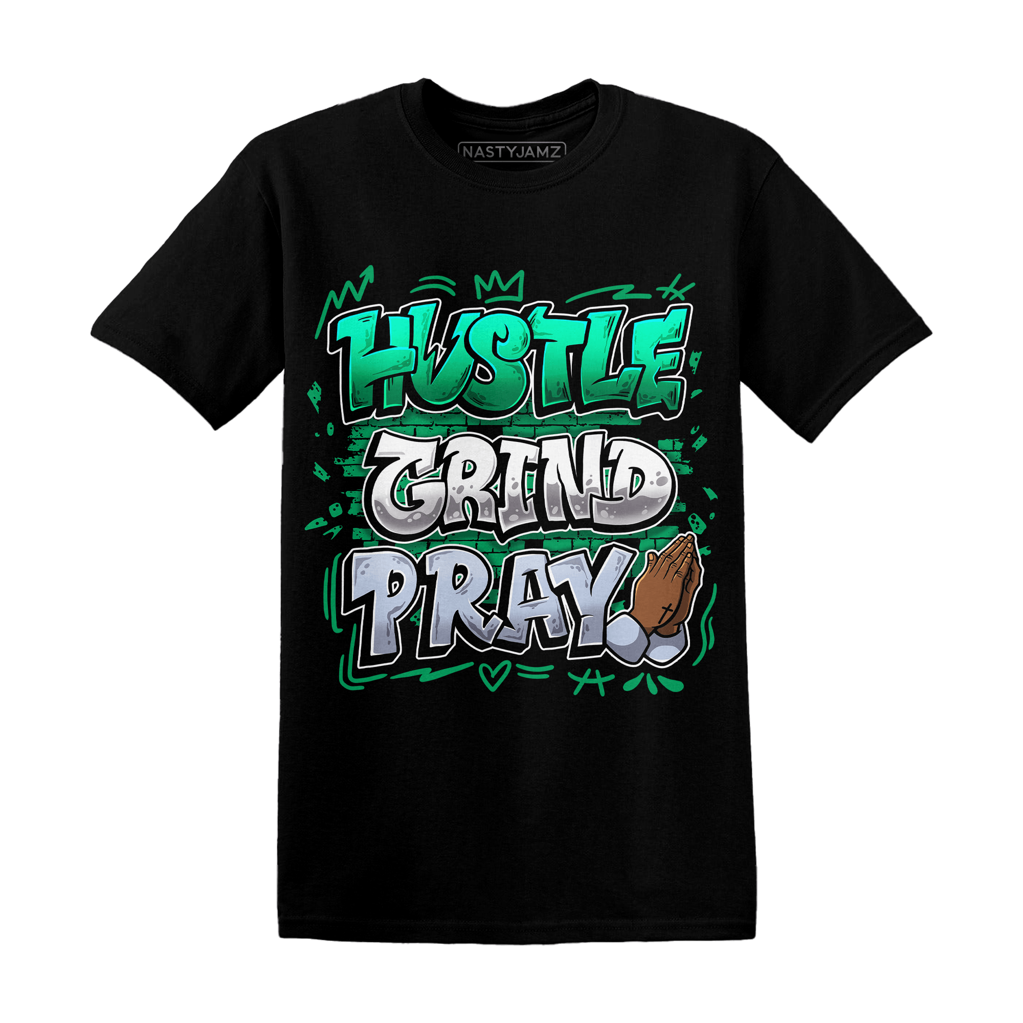 Lucky Green 5s T Shirt Match Hustle Grind Pray - NastyJamz