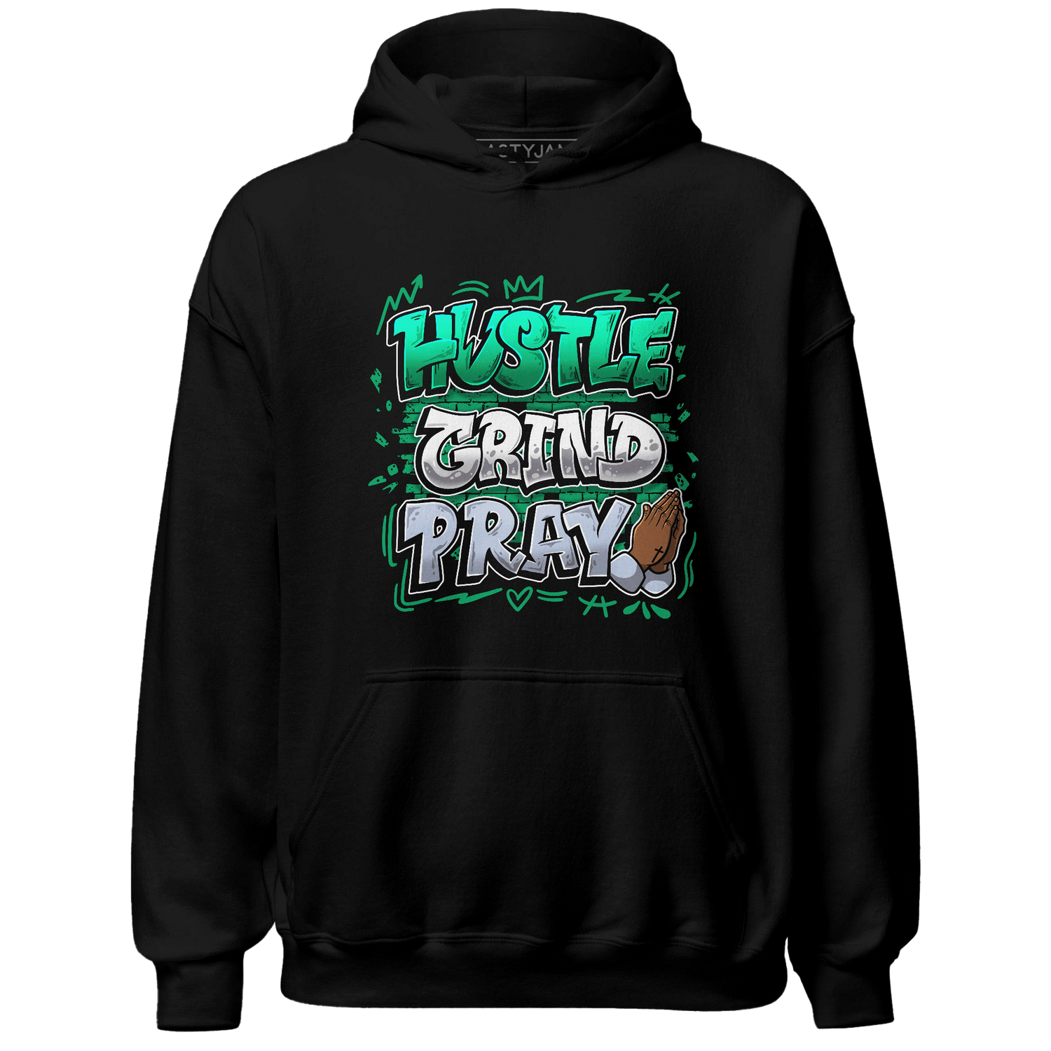 Lucky Green 5s Hoodie Match Hustle Grind Pray - NastyJamz