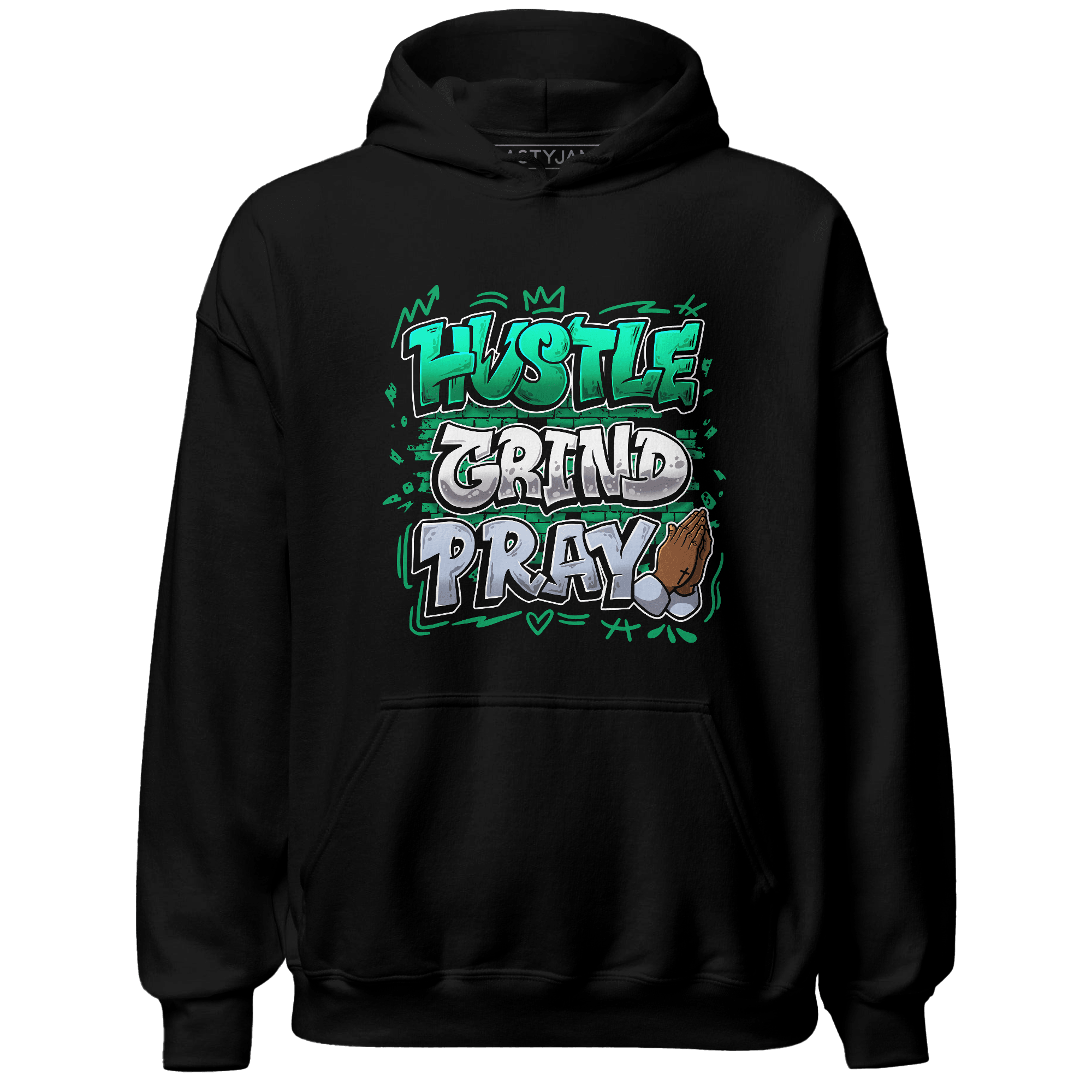 Lucky Green 5s Hoodie Match Hustle Grind Pray - NastyJamz