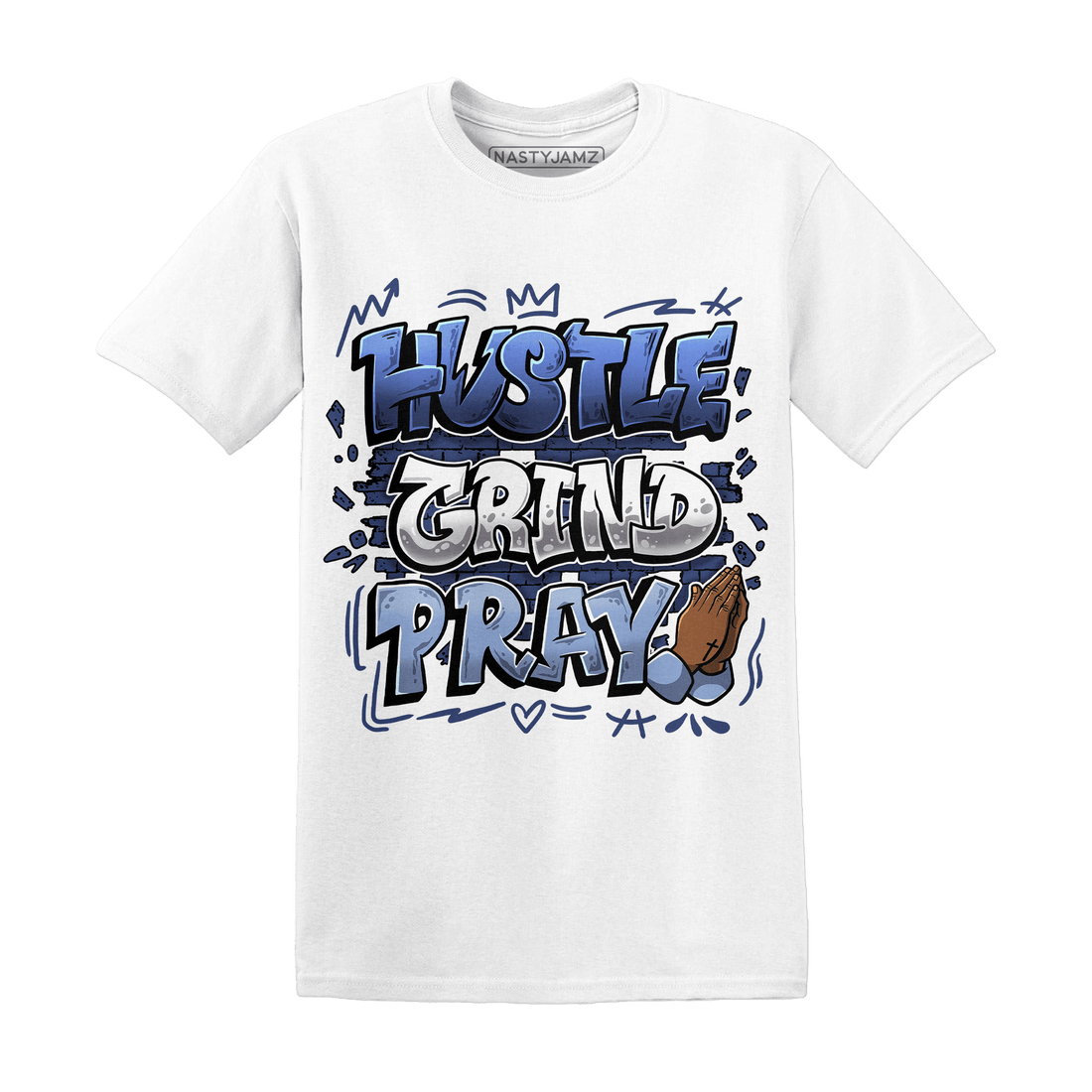 Midnight Navy 5s T Shirt Match Hustle Grind Pray - NastyJamz