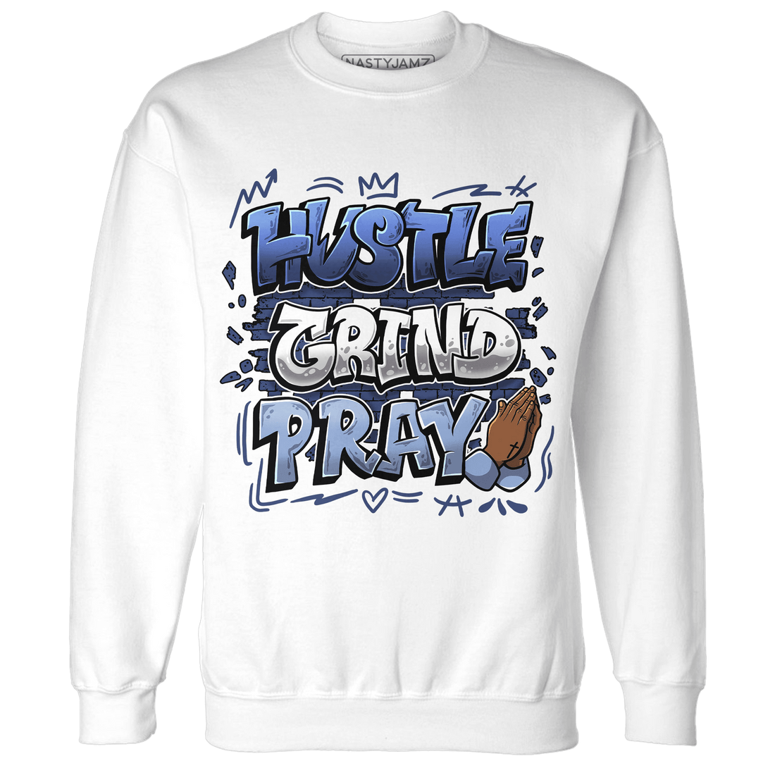 Midnight Navy 5s Sweatshirt Match Hustle Grind Pray - NastyJamz