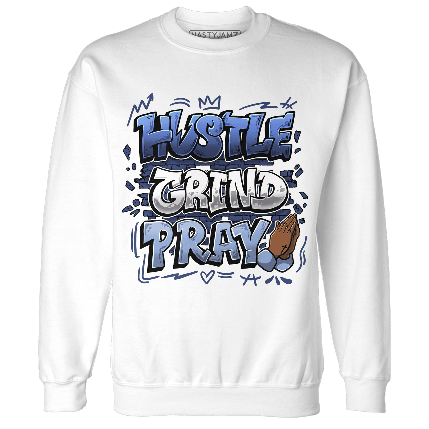 Midnight Navy 5s Sweatshirt Match Hustle Grind Pray - NastyJamz