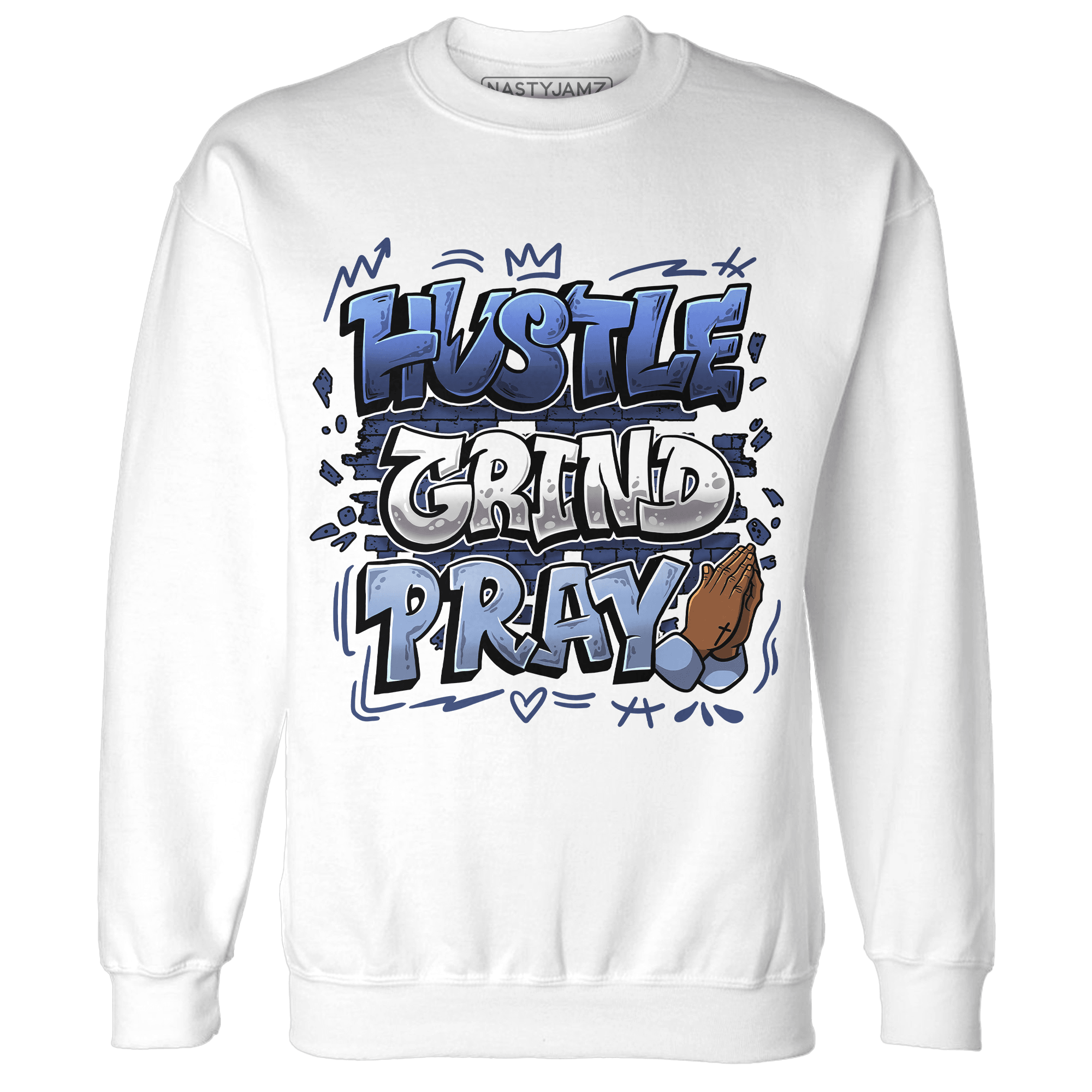 Midnight Navy 5s Sweatshirt Match Hustle Grind Pray - NastyJamz