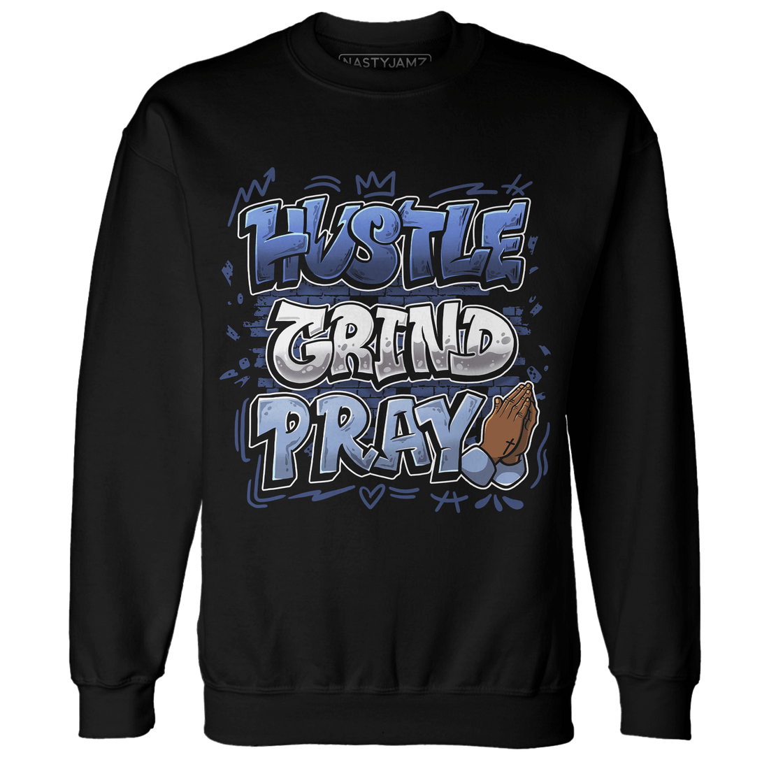 Midnight Navy 5s Sweatshirt Match Hustle Grind Pray - NastyJamz