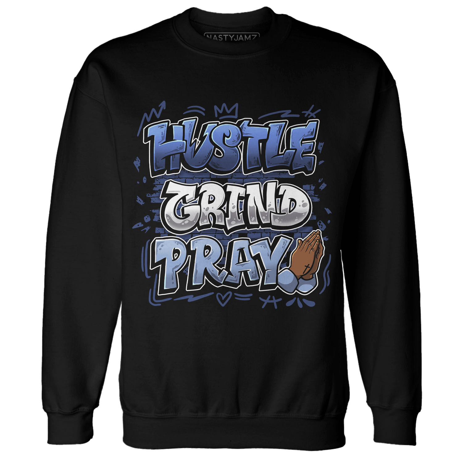 Midnight Navy 5s Sweatshirt Match Hustle Grind Pray - NastyJamz