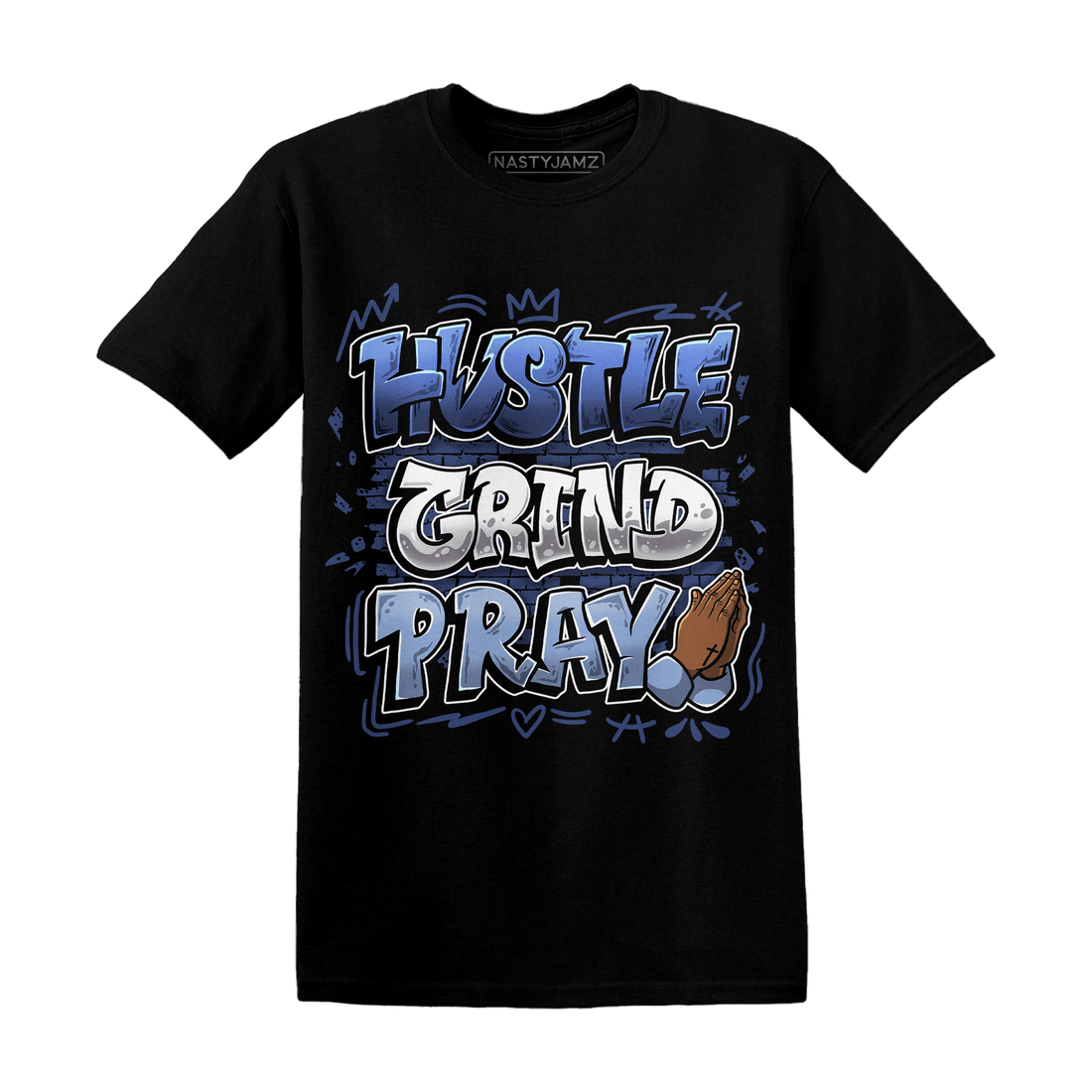 Midnight Navy 5s T Shirt Match Hustle Grind Pray - NastyJamz