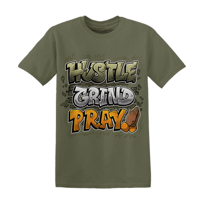 Olive 5s T Shirt Match Hustle Grind Pray - NastyJamz