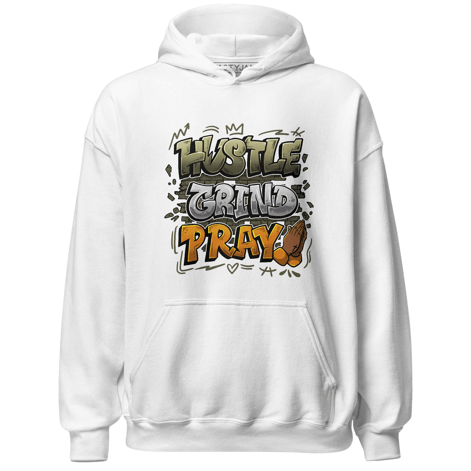 Olive 5s Hoodie Match Hustle Grind Pray - NastyJamz