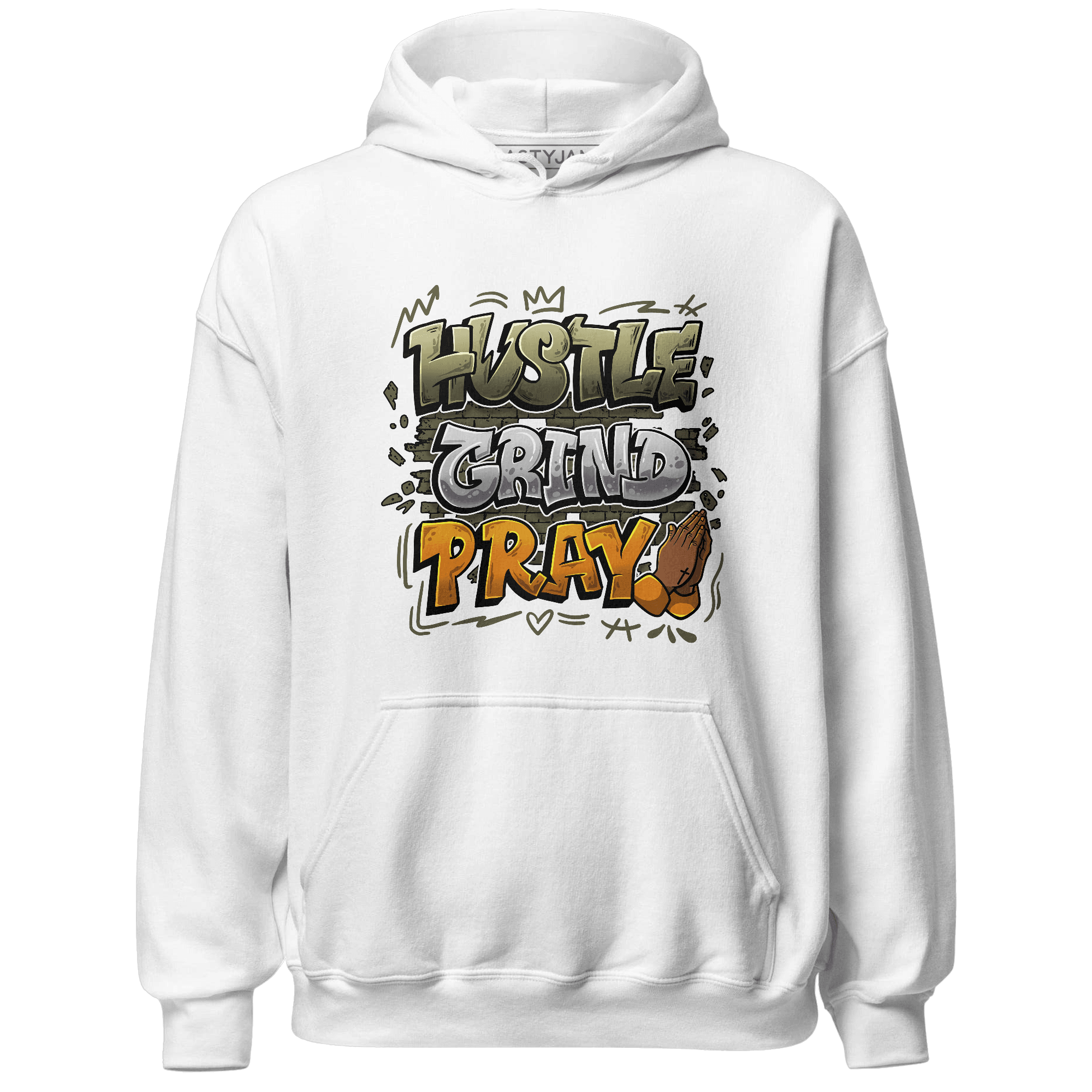 Olive 5s Hoodie Match Hustle Grind Pray - NastyJamz