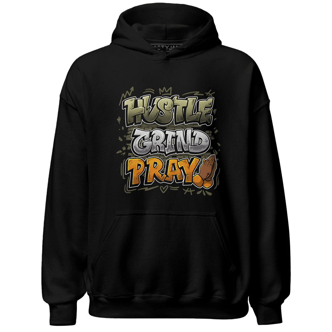 Olive 5s Hoodie Match Hustle Grind Pray - NastyJamz