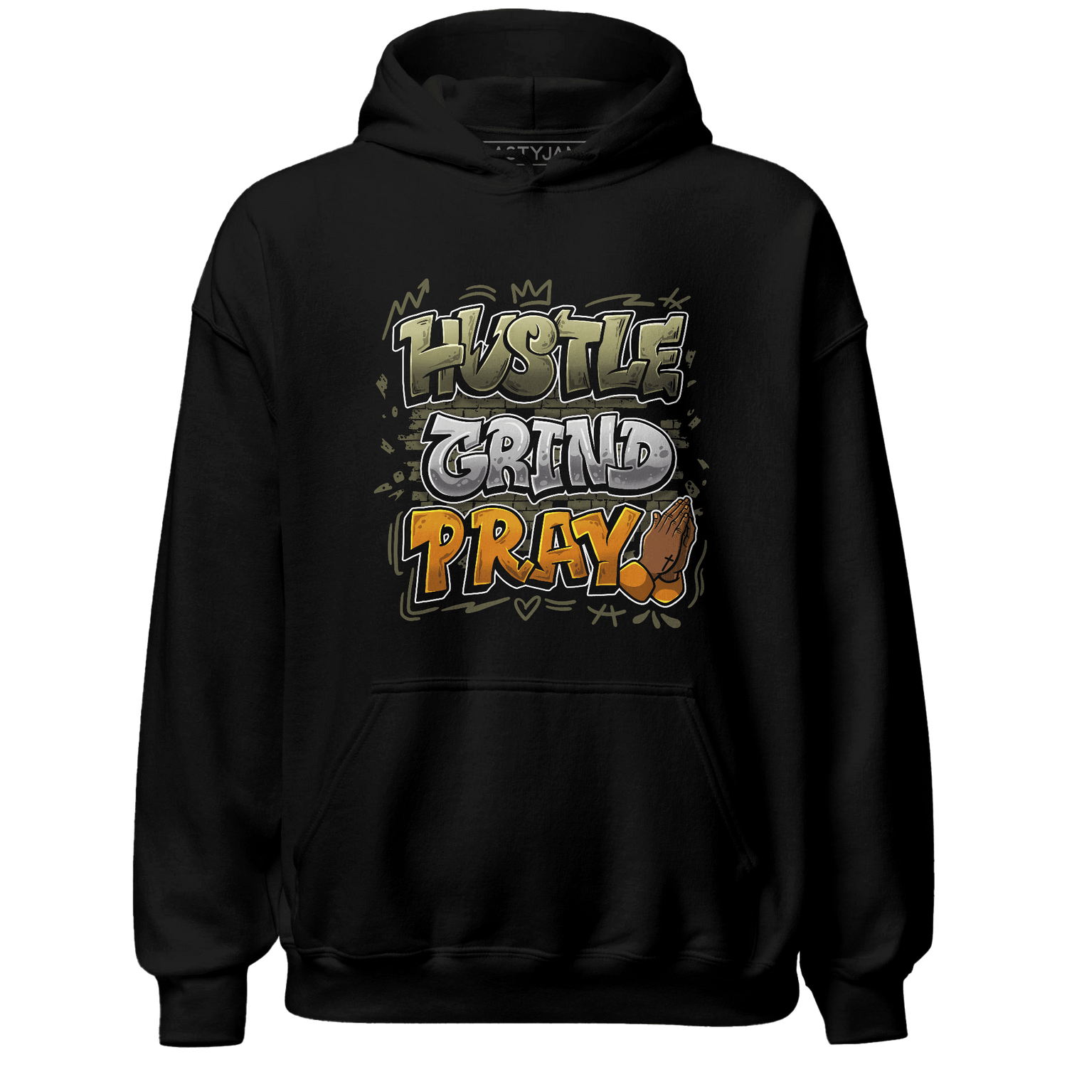 Olive 5s Hoodie Match Hustle Grind Pray - NastyJamz